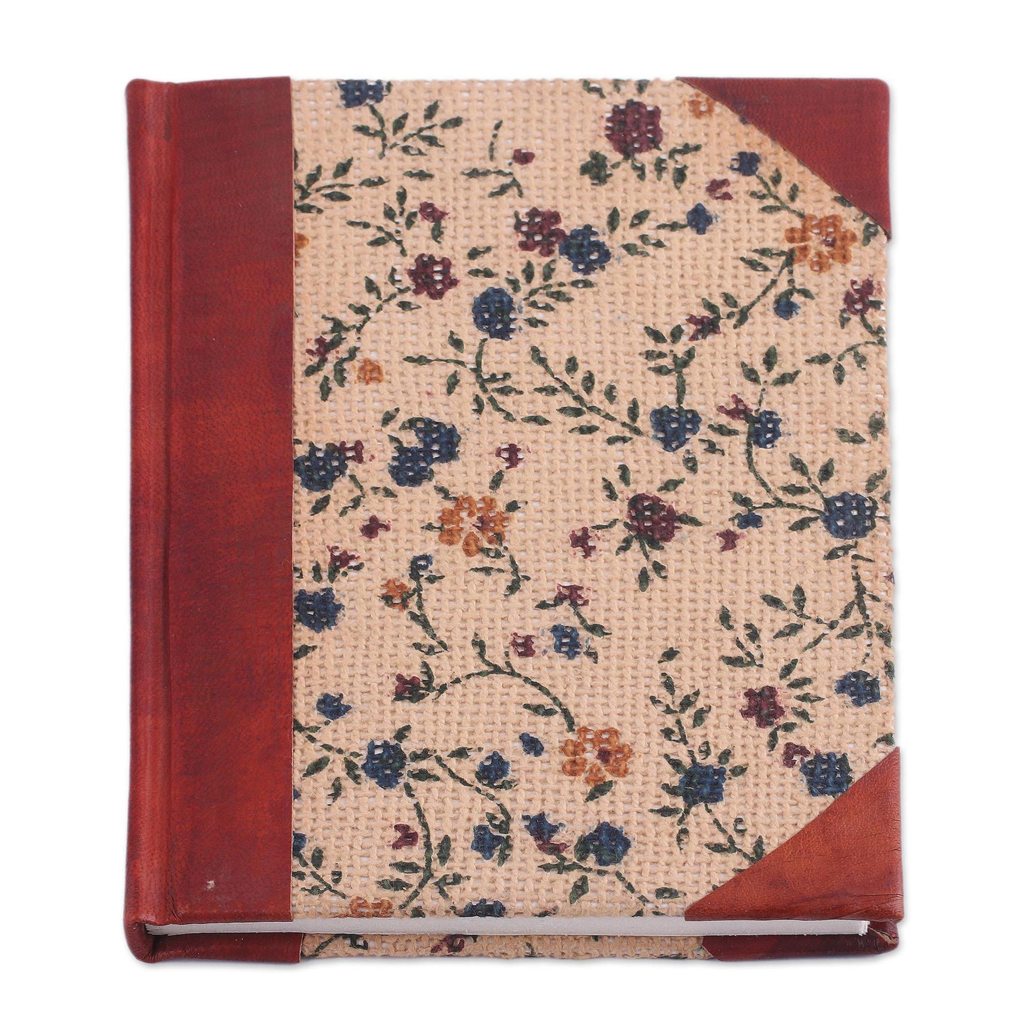 Premium Floral Leather & Jute Journal – Handcrafted Memory Keeper from India