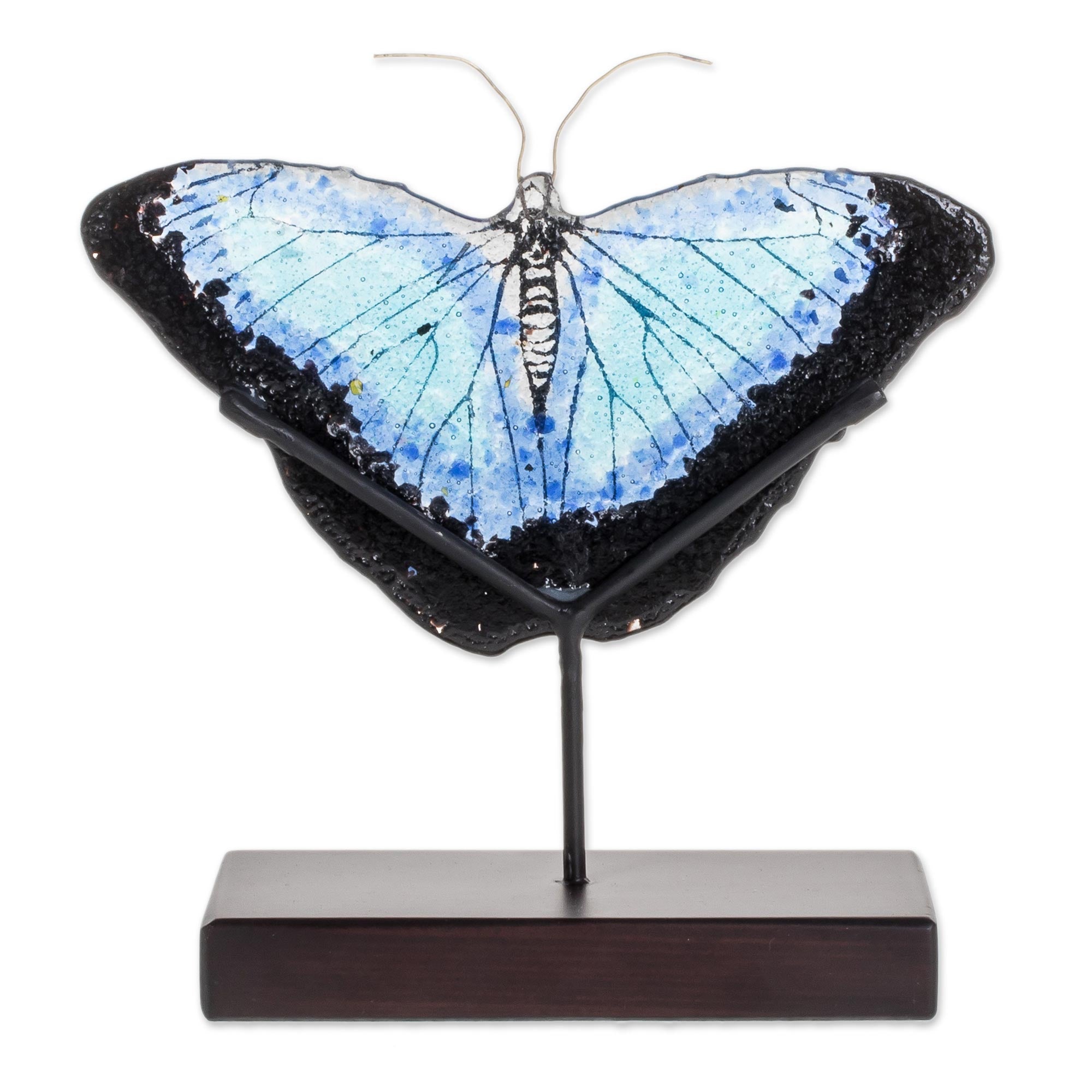 Premium Morpheus Butterfly Art Glass Sculpture – Handcrafted in El Salvador