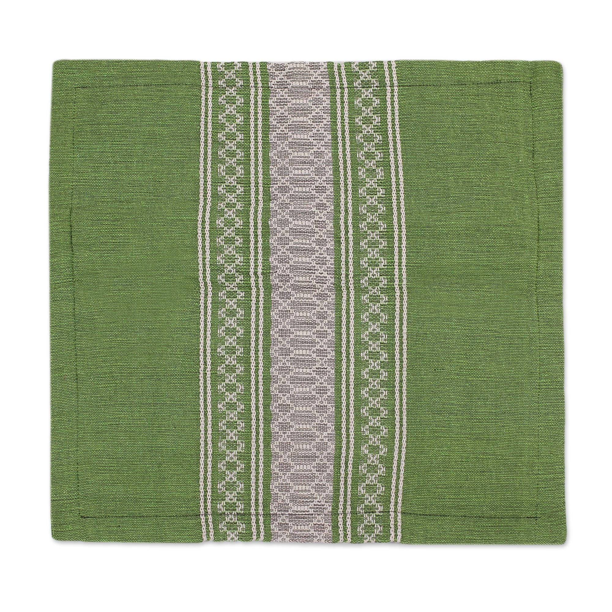 Premium Handwoven Lime Cotton Cushion Cover - Mexican Artisan Craft