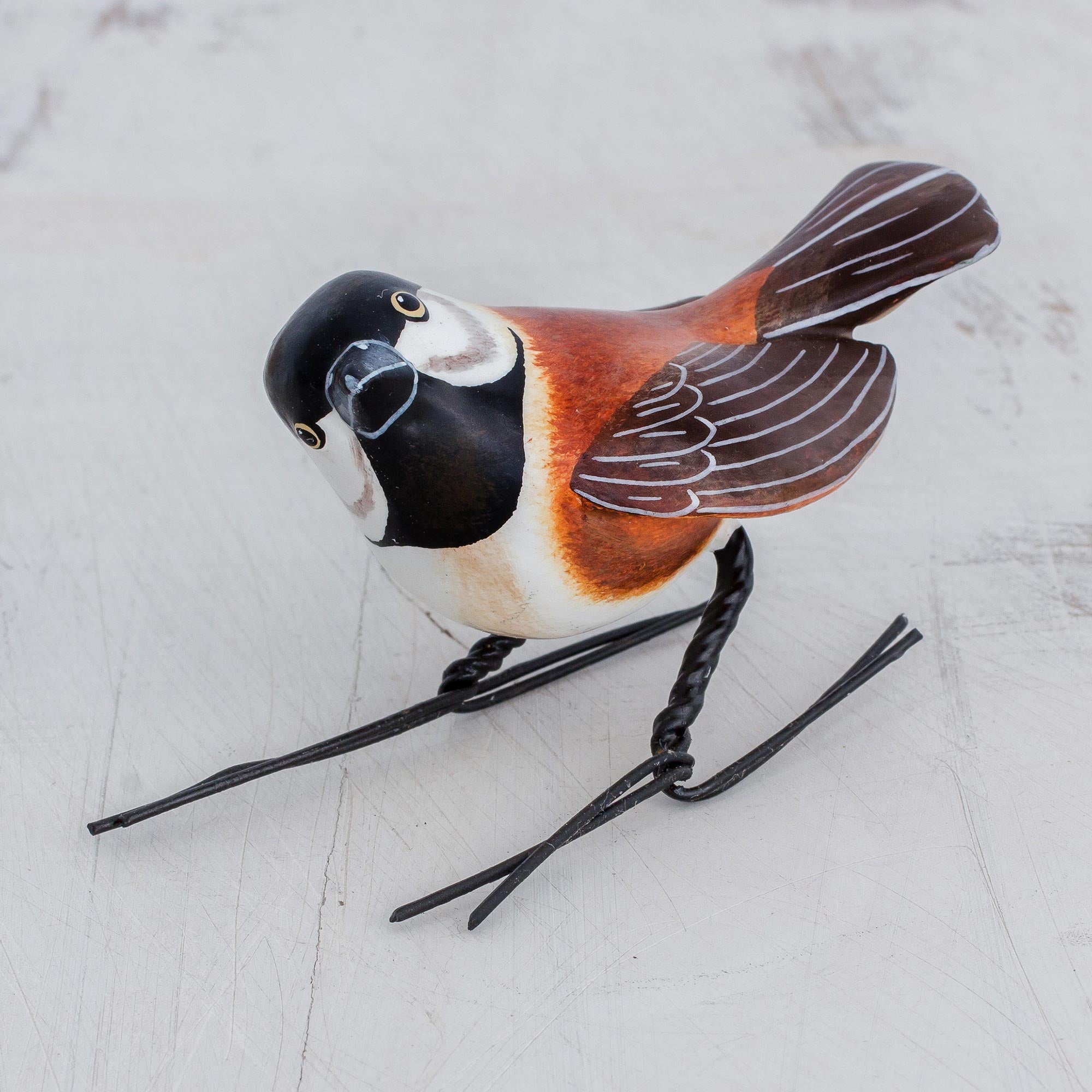 Premium Handcrafted Chestnut-Backed Chickadee Ceramic Bird Figurine