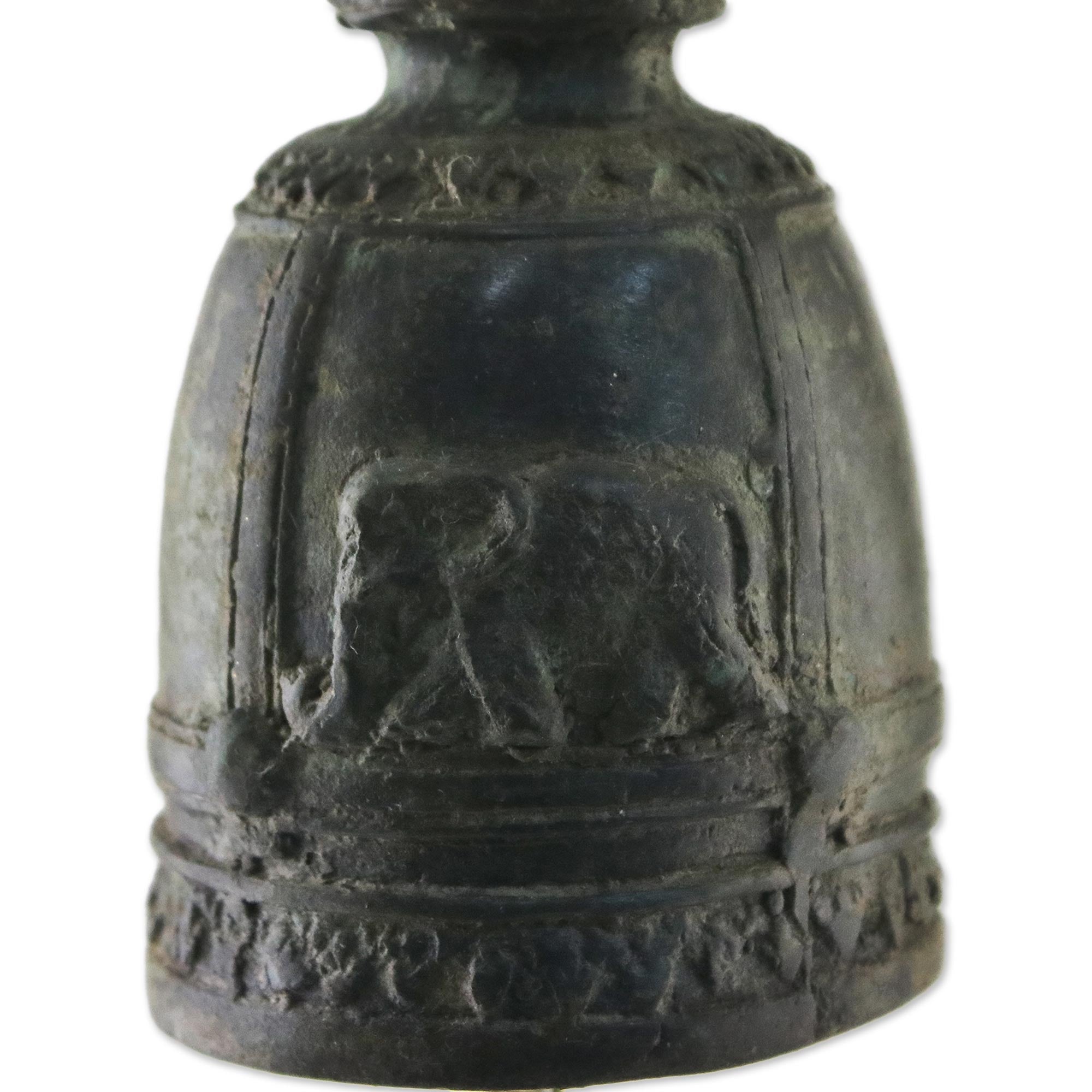 Premium Recycled Brass Elephant Bell – Antique Thai Decor