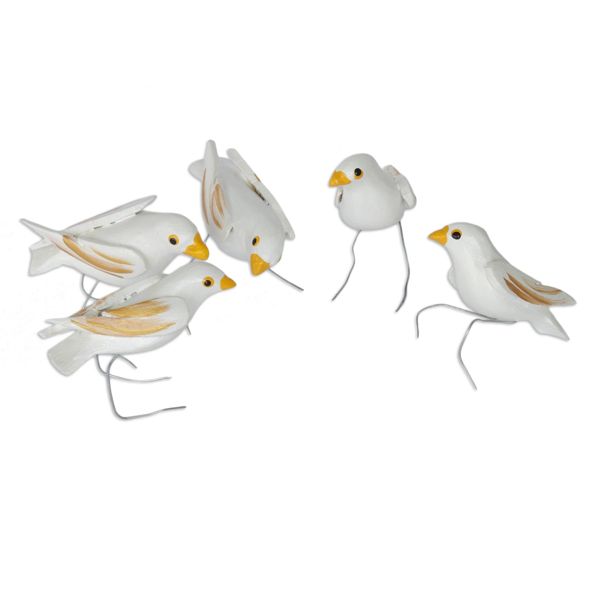 Premium White Wood Dove Ornaments - Set of 5 for Peaceful Holiday Decor