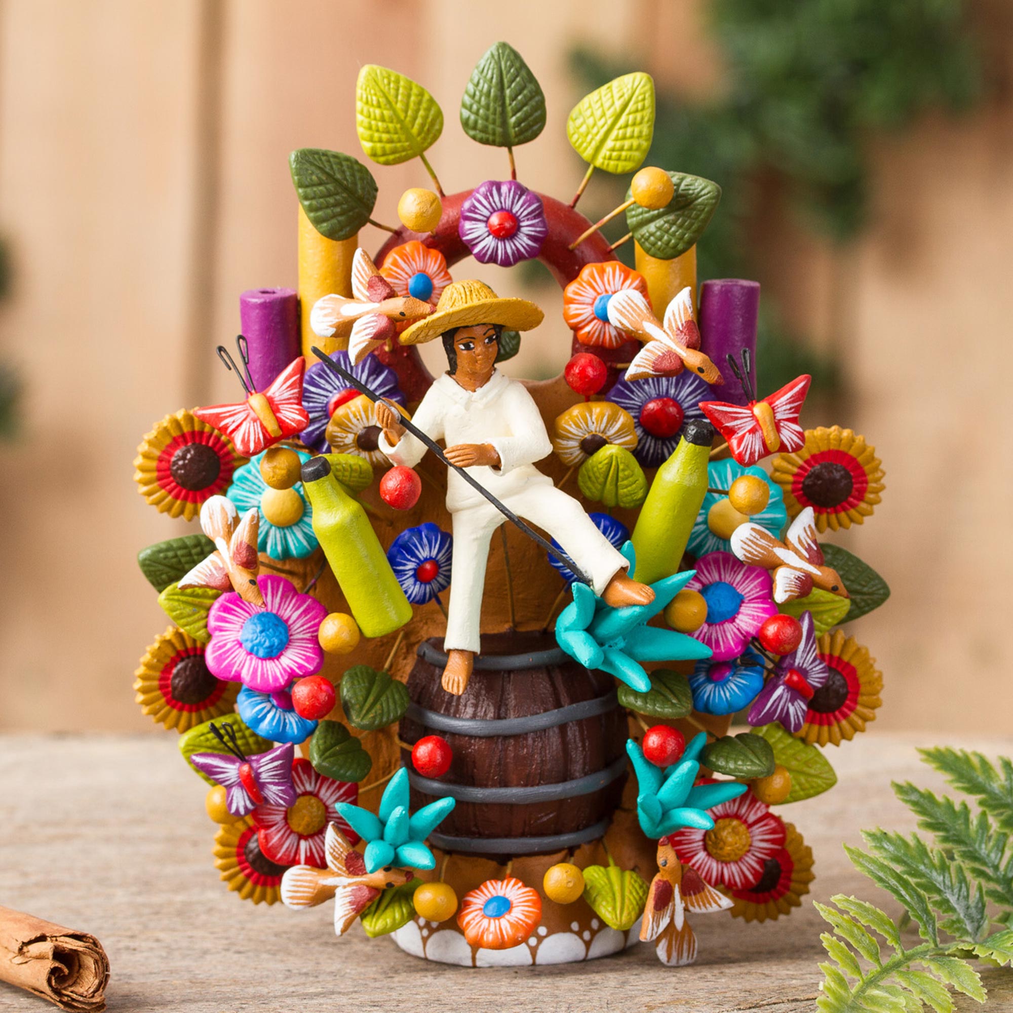 Premium Hand-Painted Agave & Tequila Ceramic Sculpture – Mexican Artisan Craft