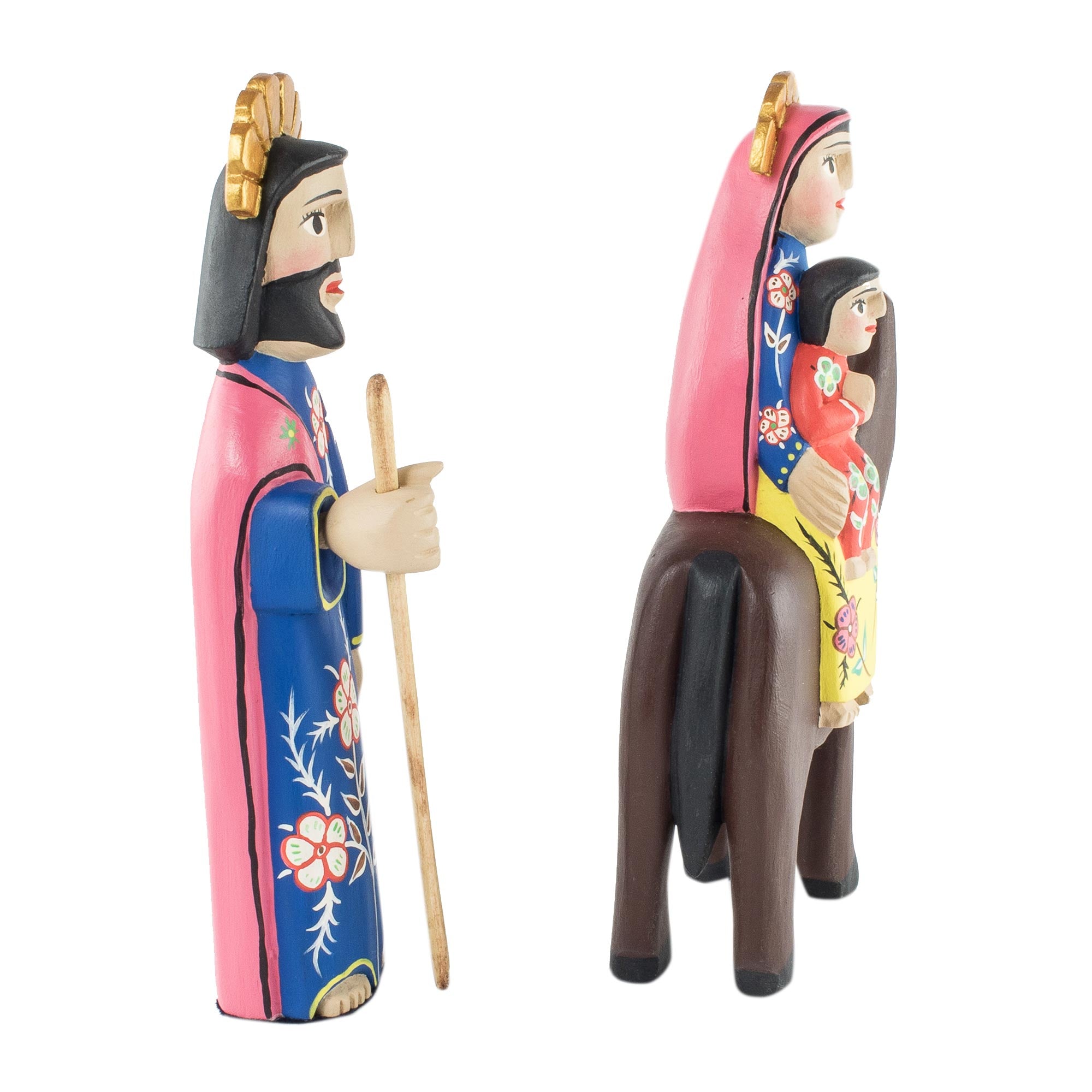 Premium Hand-Carved Wooden Sculptures: The Holy Family's Flight to Egypt