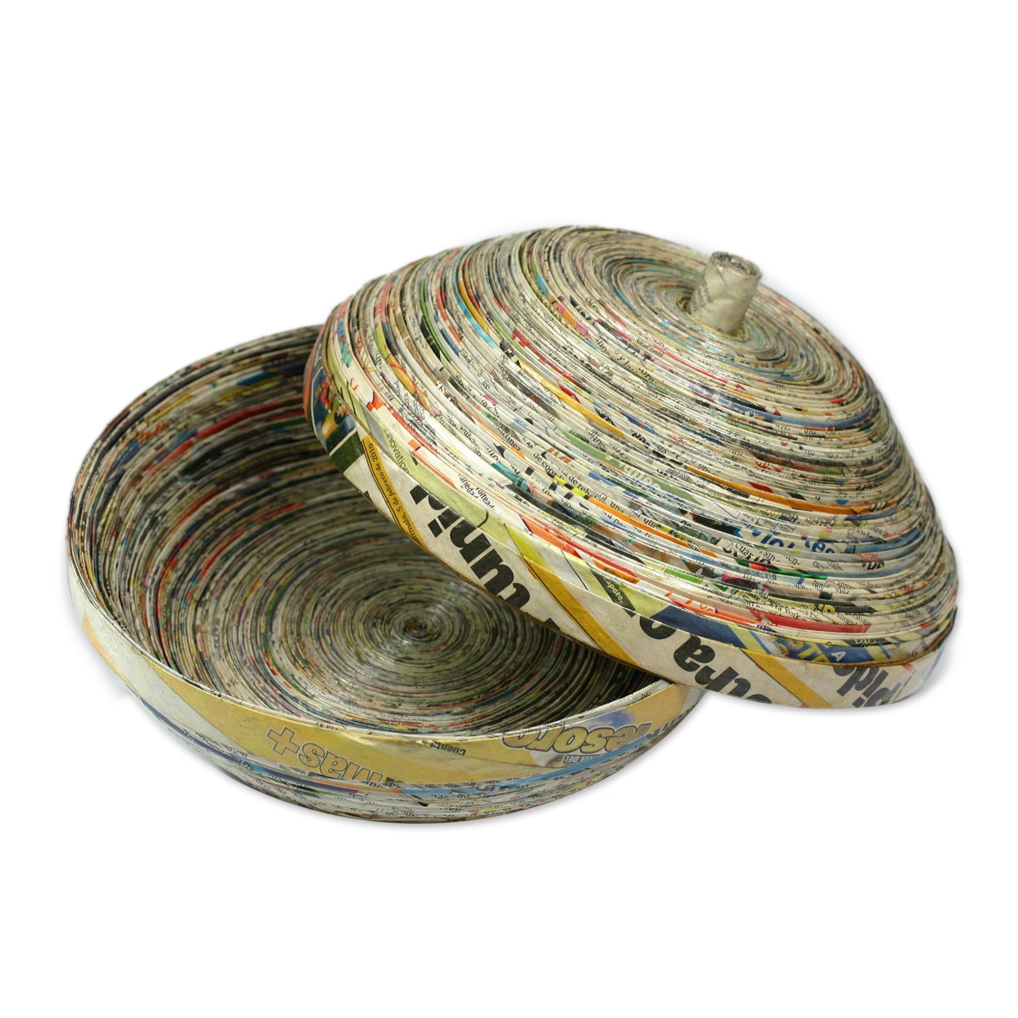 Premium Handcrafted Recycled Newspaper Basket from Guatemala | Eco-Friendly Decorative Storage