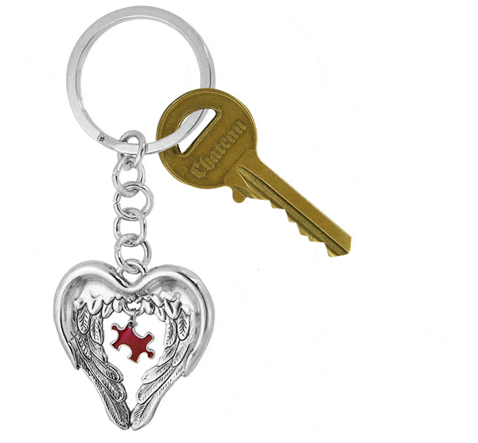 Premium Angel Wings Puzzle Keychain - Autism Awareness