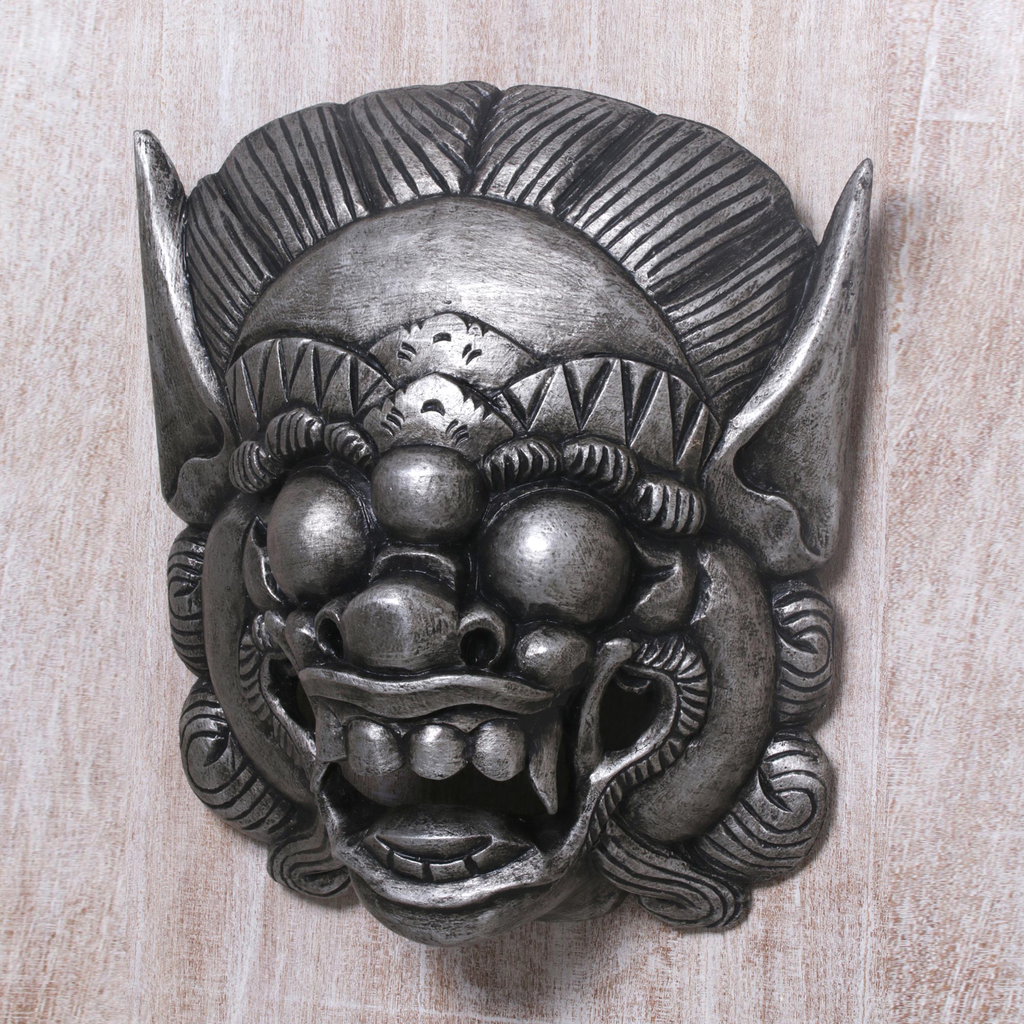 Premium Handmade Albesian Wood Barong Bangkal Mask - Bali Guardian Art