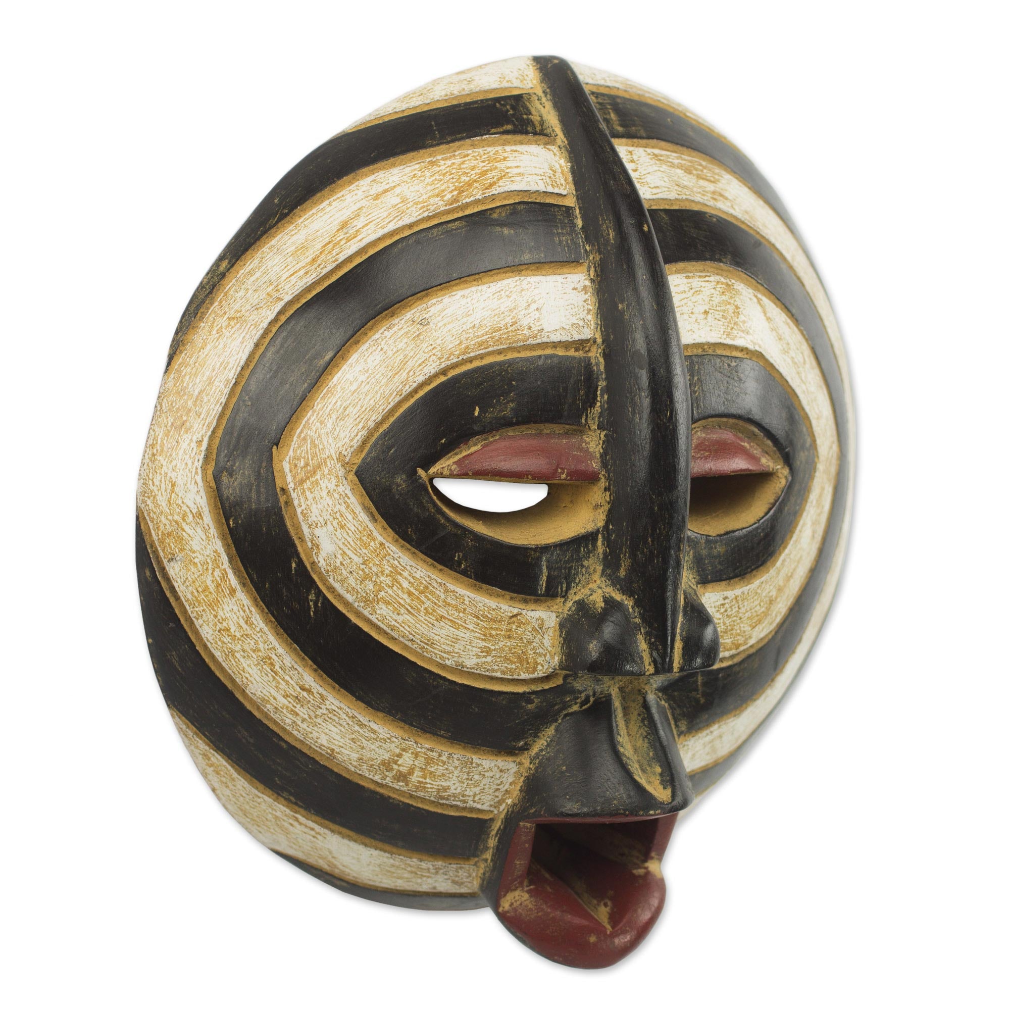 Premium Baluba Rings Hand-Carved African Wall Mask – Authentic Ghanaian Artistry