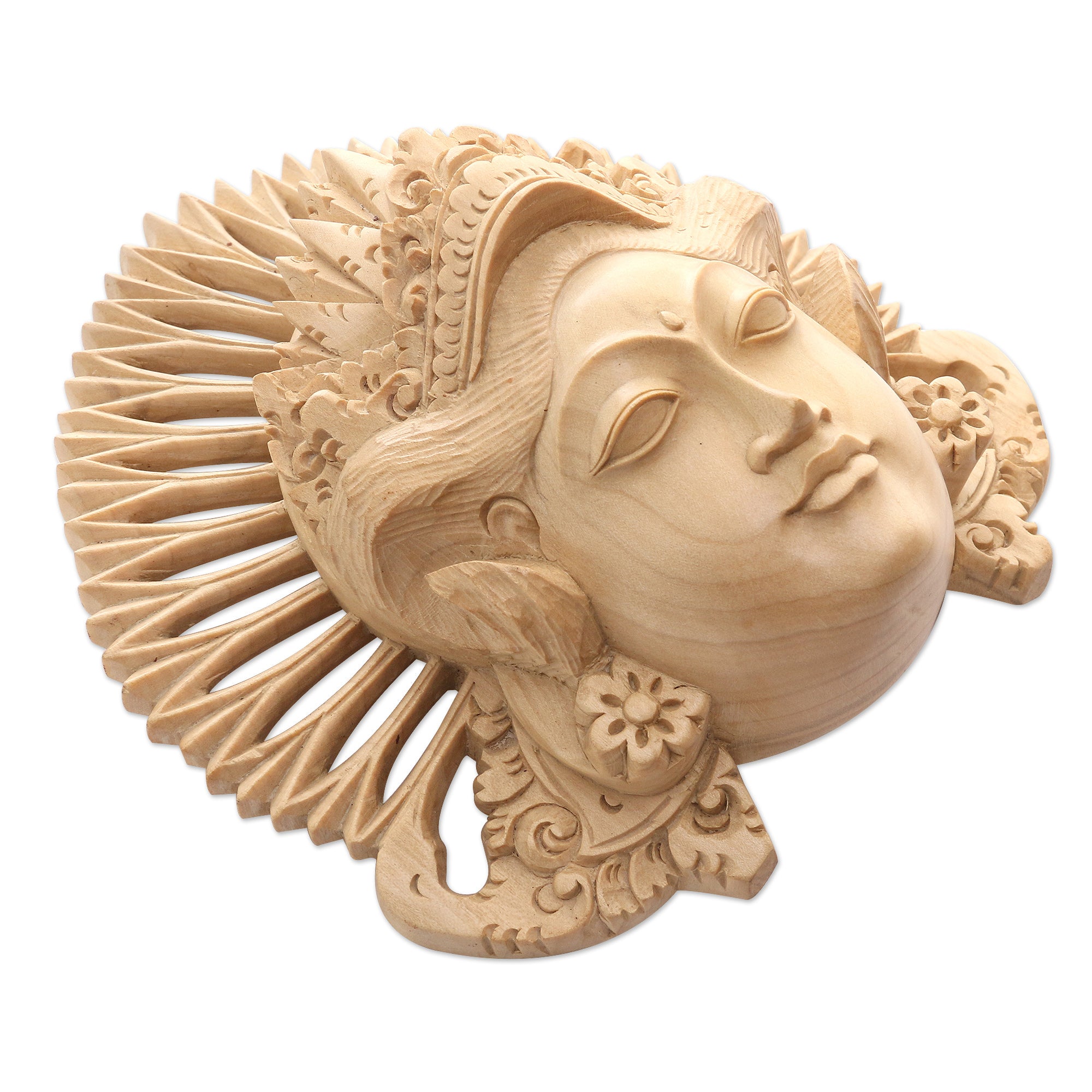 Premium Hand-Carved Janger Dancer Wood Mask from Bali