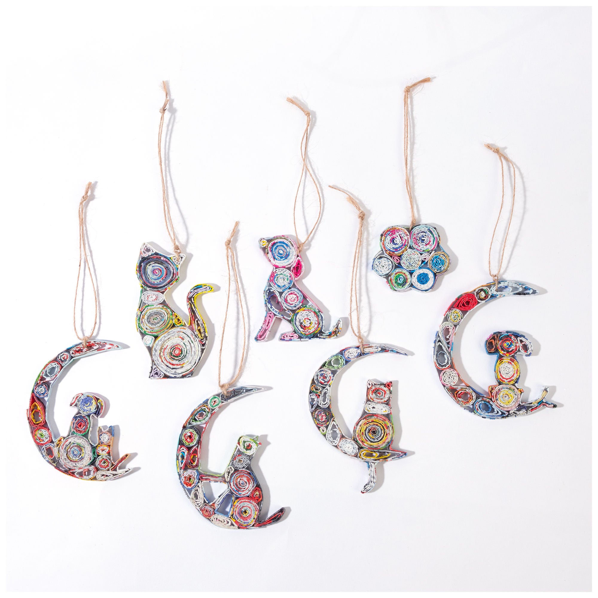 Premium Recycled Magazine Furry Friend Ornament | Eco-Friendly, Handmade, Fair Trade Holiday Decor