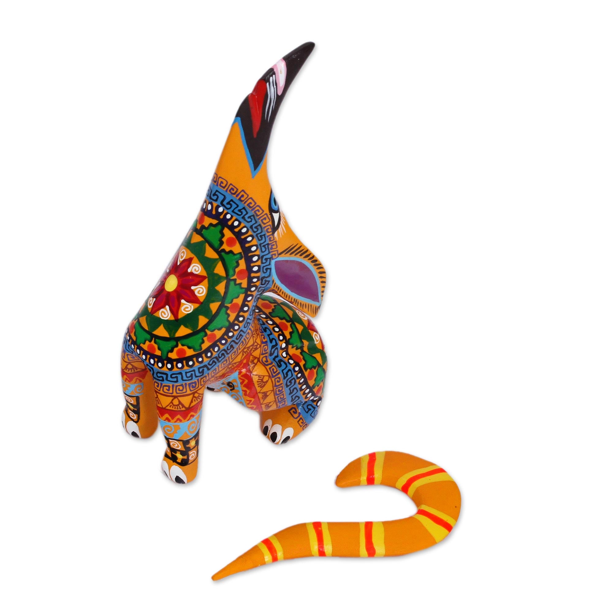 Premium Hand-Painted Copal Wood Howling Coyote Alebrije – Unique Mexican Artisan Craft