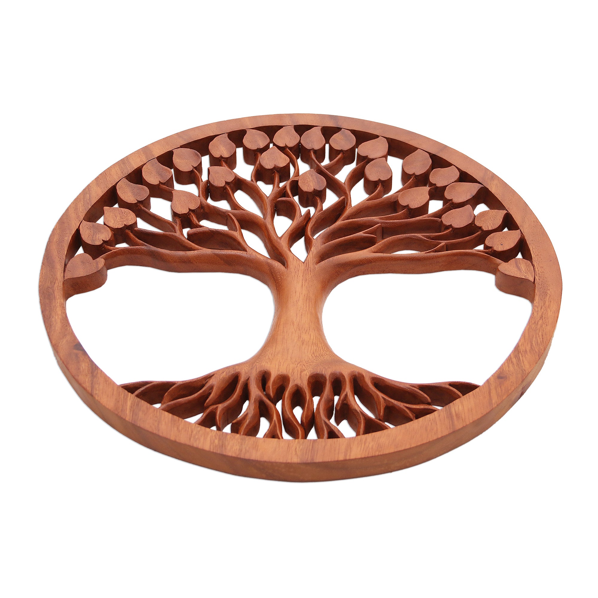 Premium Magical Leaves Suar Wood Relief Panel - Handcrafted Bali Art