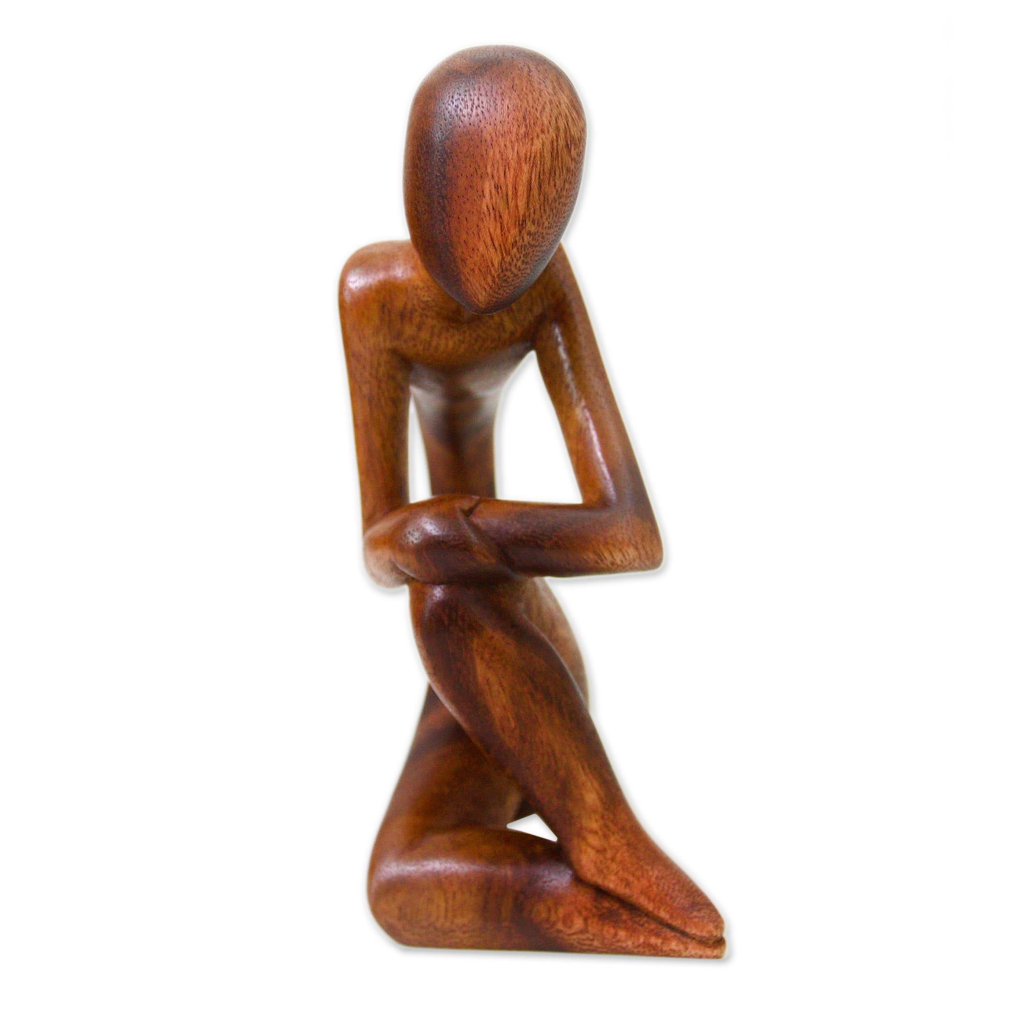 Premium Contemplative Wood Sculpture by Made Wirata