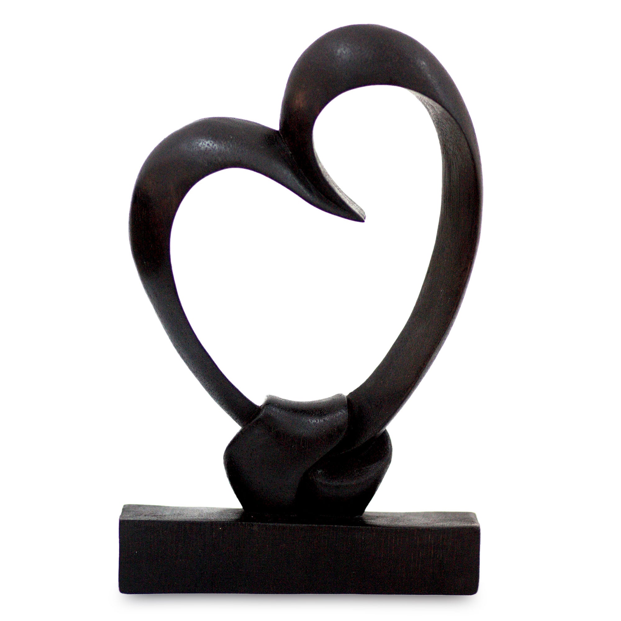 Premium Bonds of the Heart Romantic Wood Sculpture - Handcrafted in Indonesia