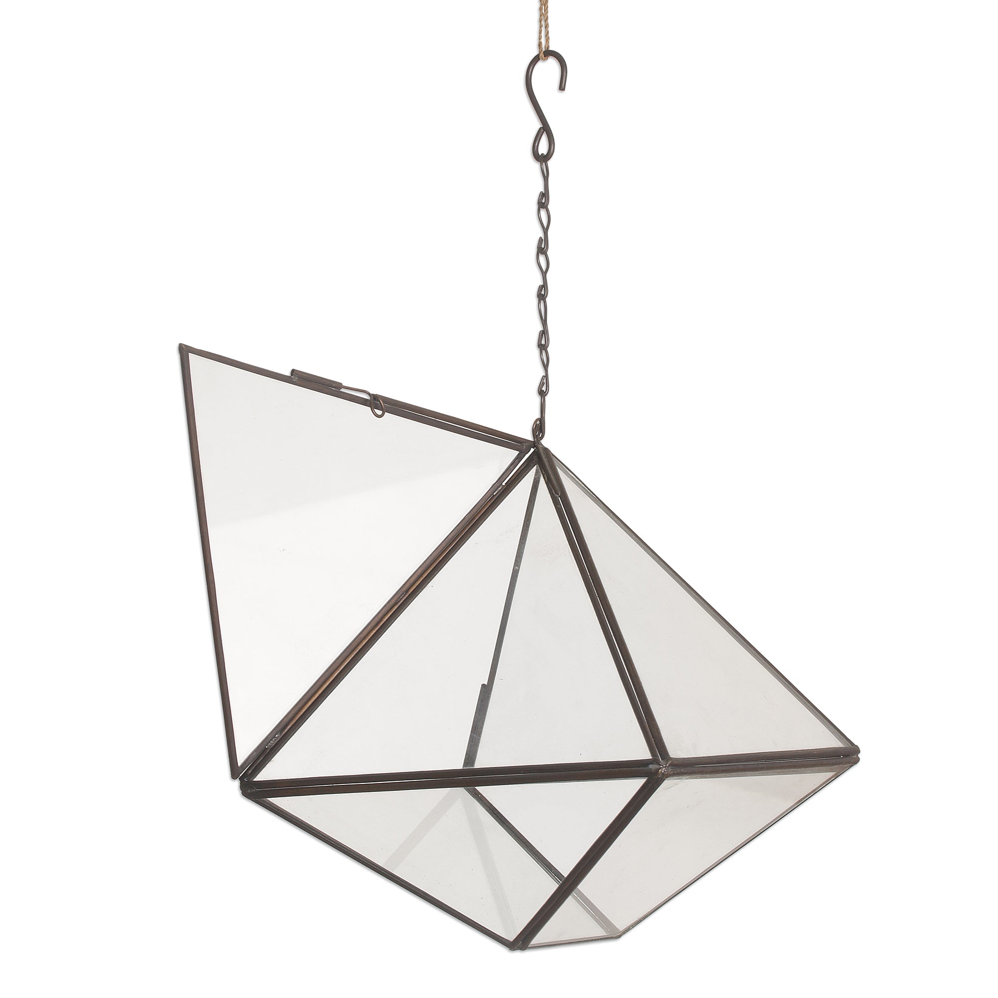 Premium Geometric Glass Hanging Terrarium – Handmade in Indonesia