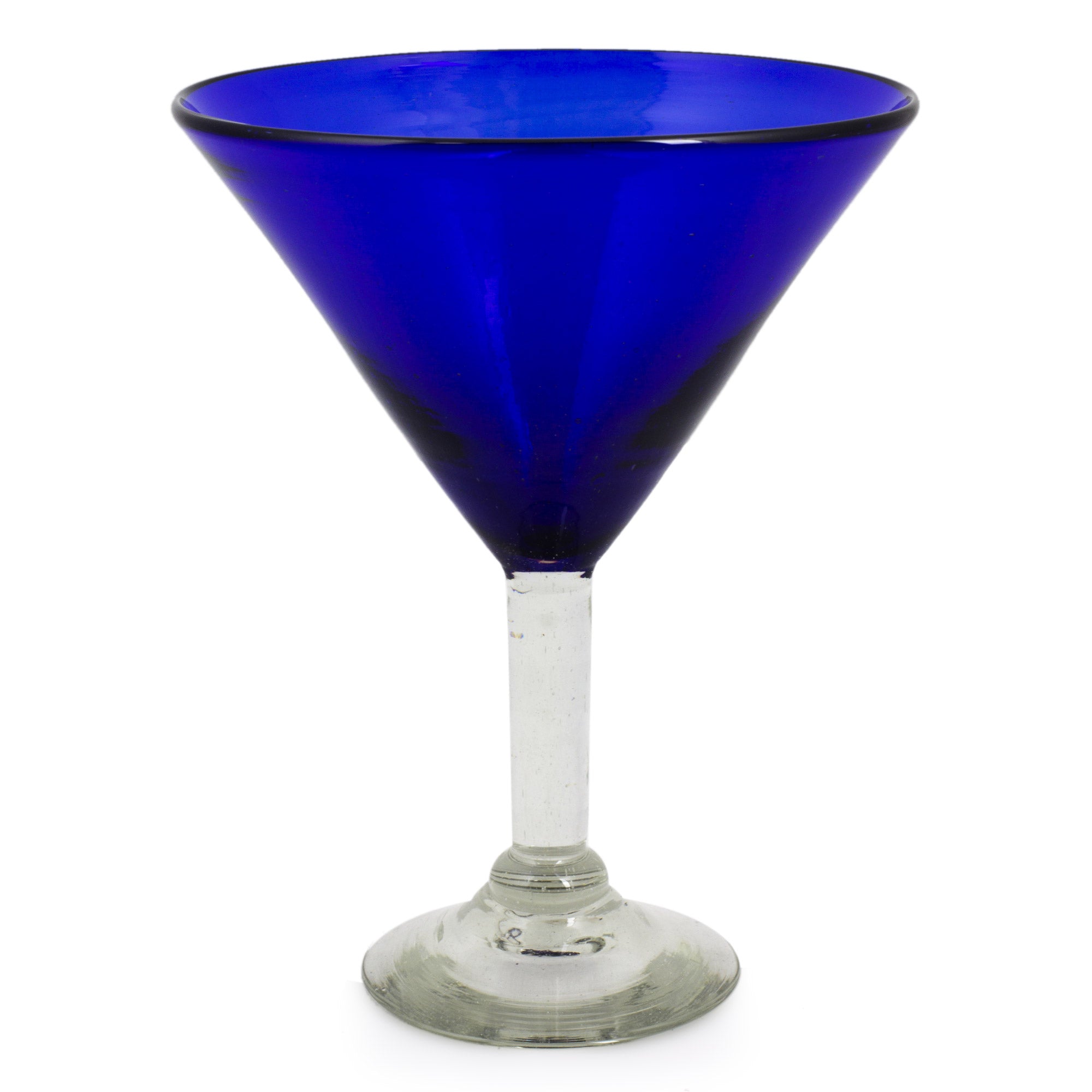 Premium Sapphire Blue Handblown Glass Martini Glasses Set - Eco-Friendly & Unique (Set of 6)