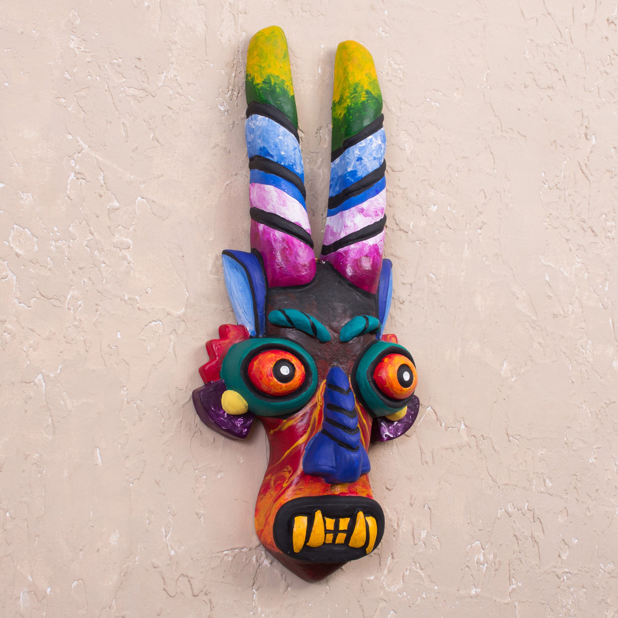Premium Handcrafted Devil Mask Wall Art - Vibrant Peruvian Ceramic Decor
