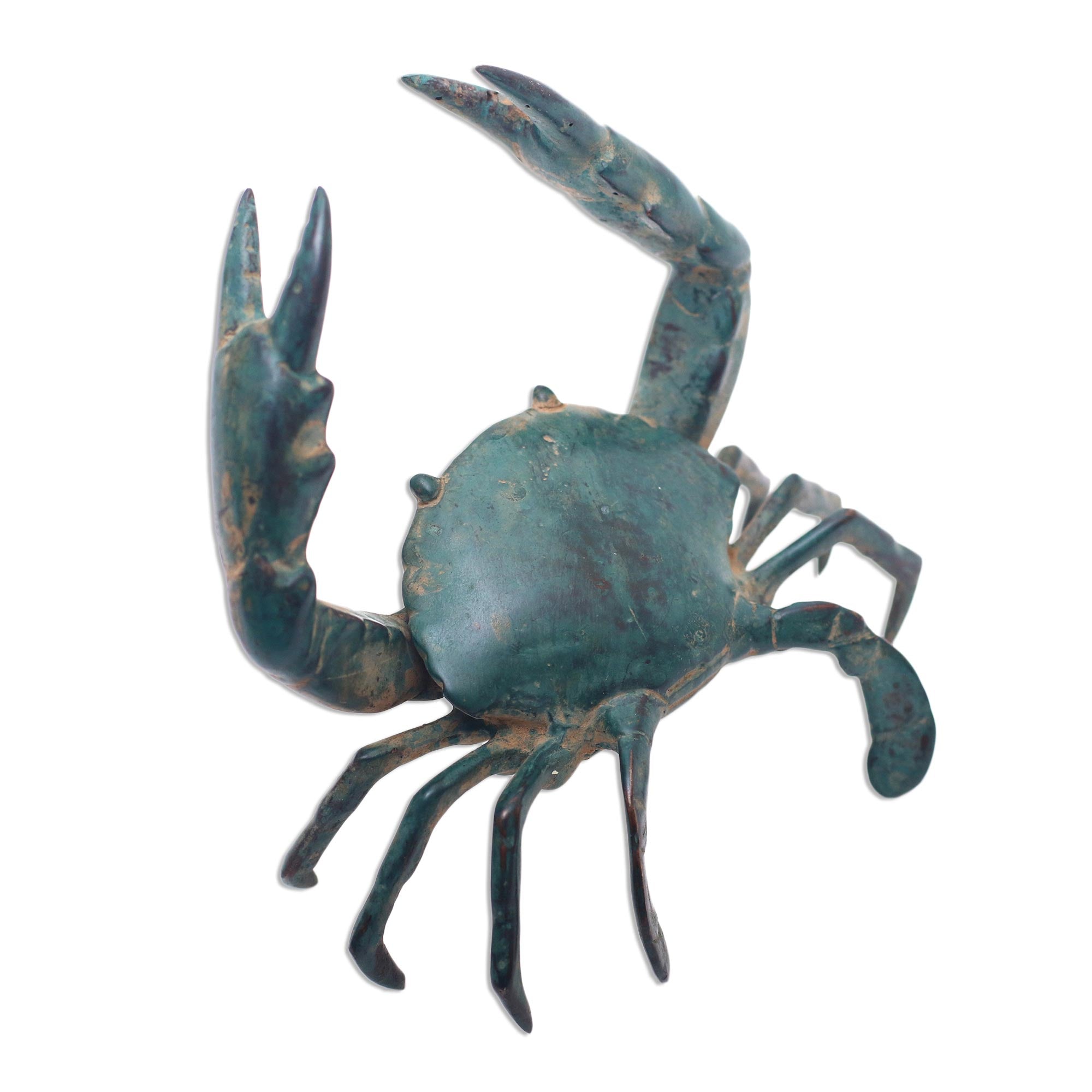 Premium Antiqued Bronze Crab Sculpture - Handcrafted in Bali