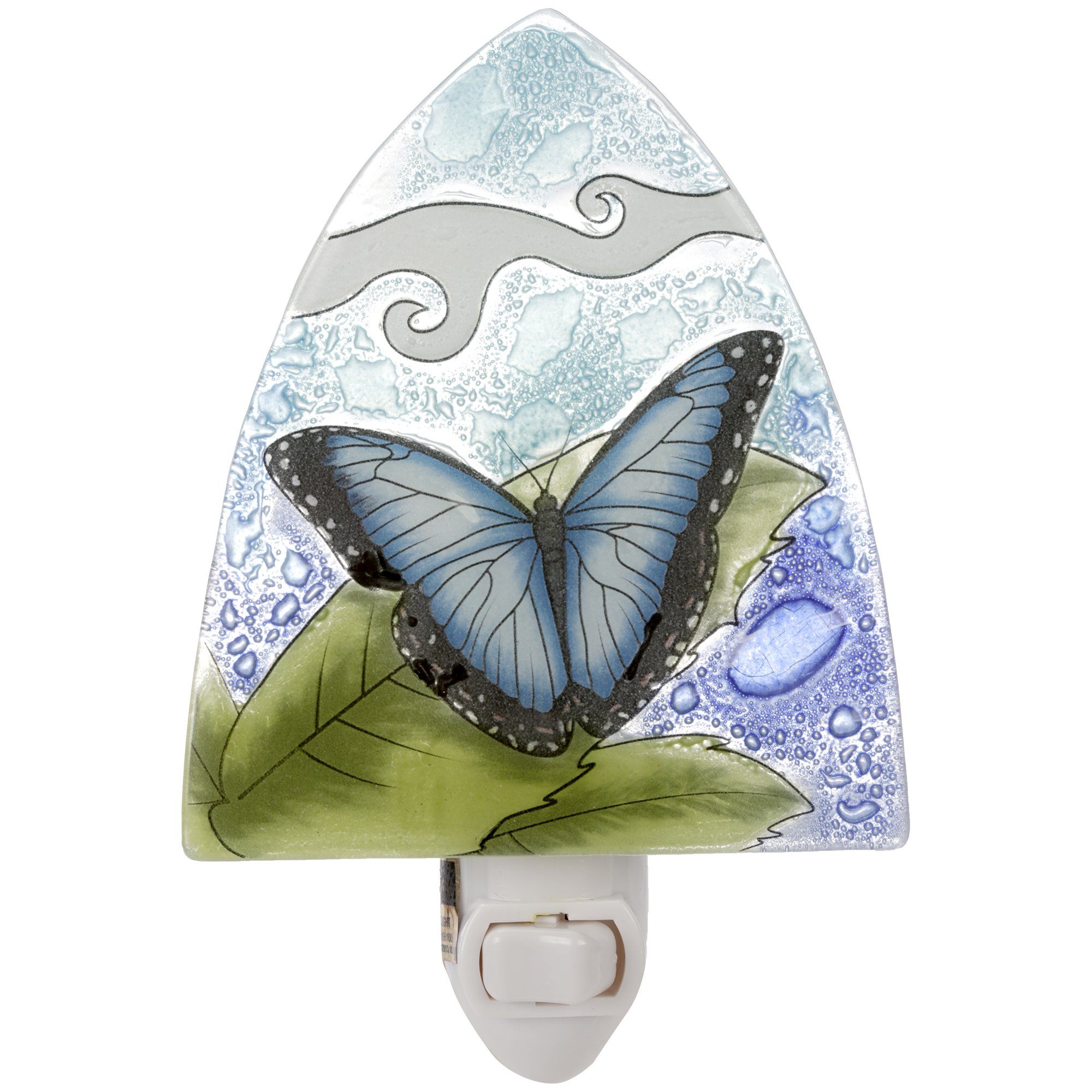 Premium Blue Butterfly Recycled Glass Night Light - Handmade Eco-Friendly Design