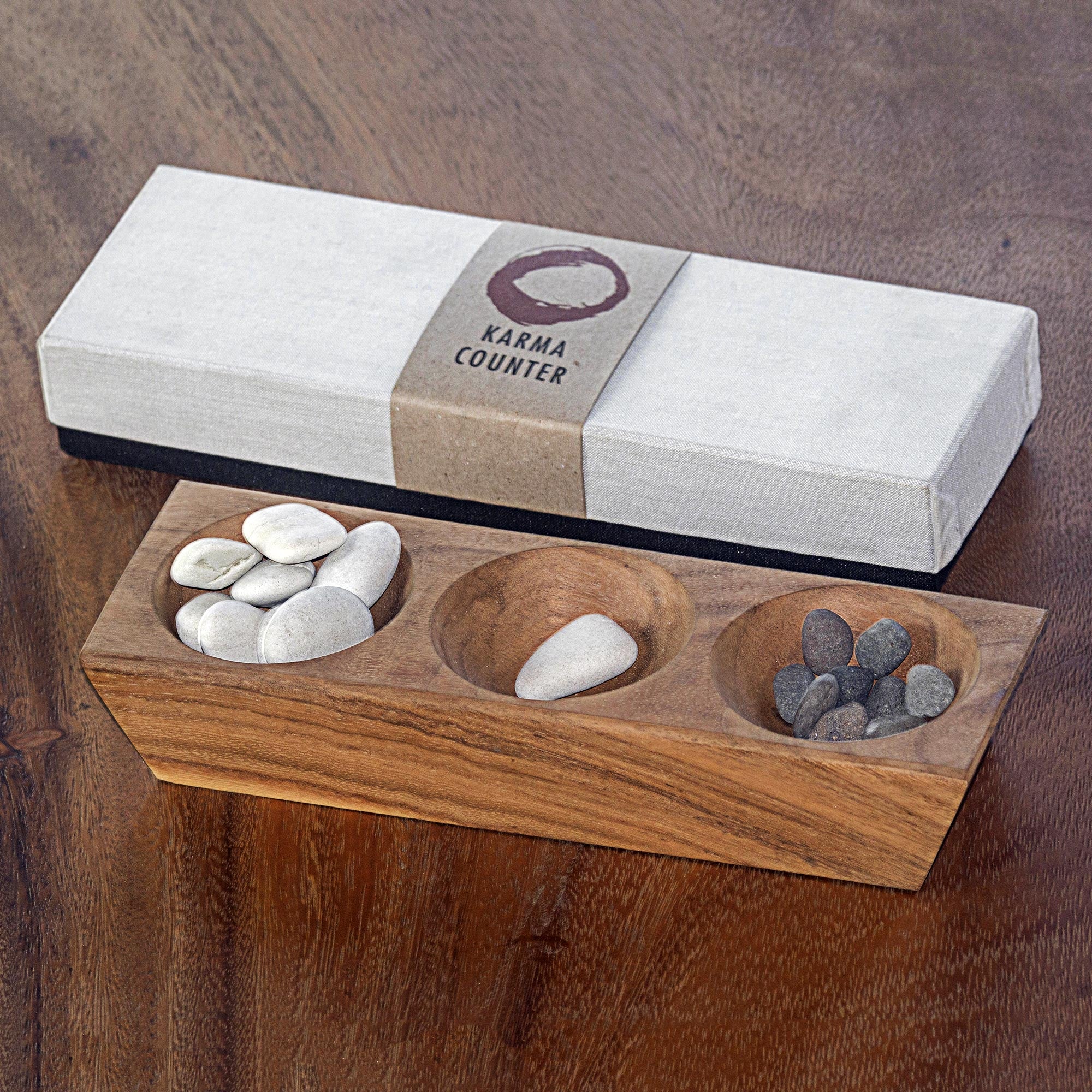 Premium Handmade Suar Wood Karma Counter - Natural Brown | Pertiwi Collection