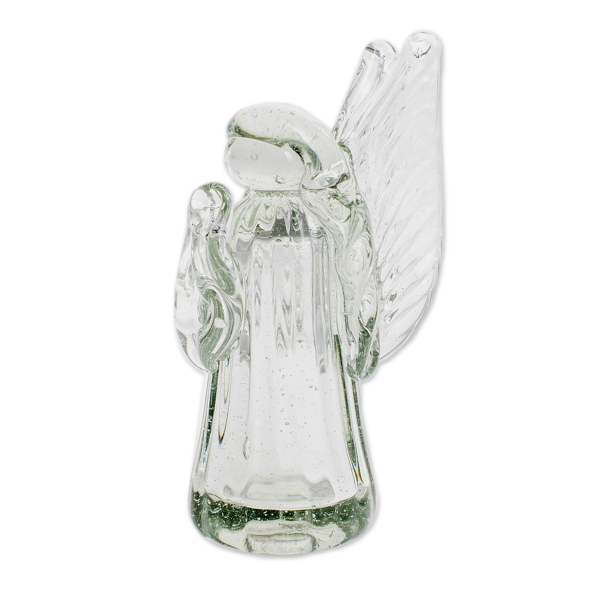 Premium Handblown Recycled Glass Angel Figurine - Eco-Friendly Home Decor