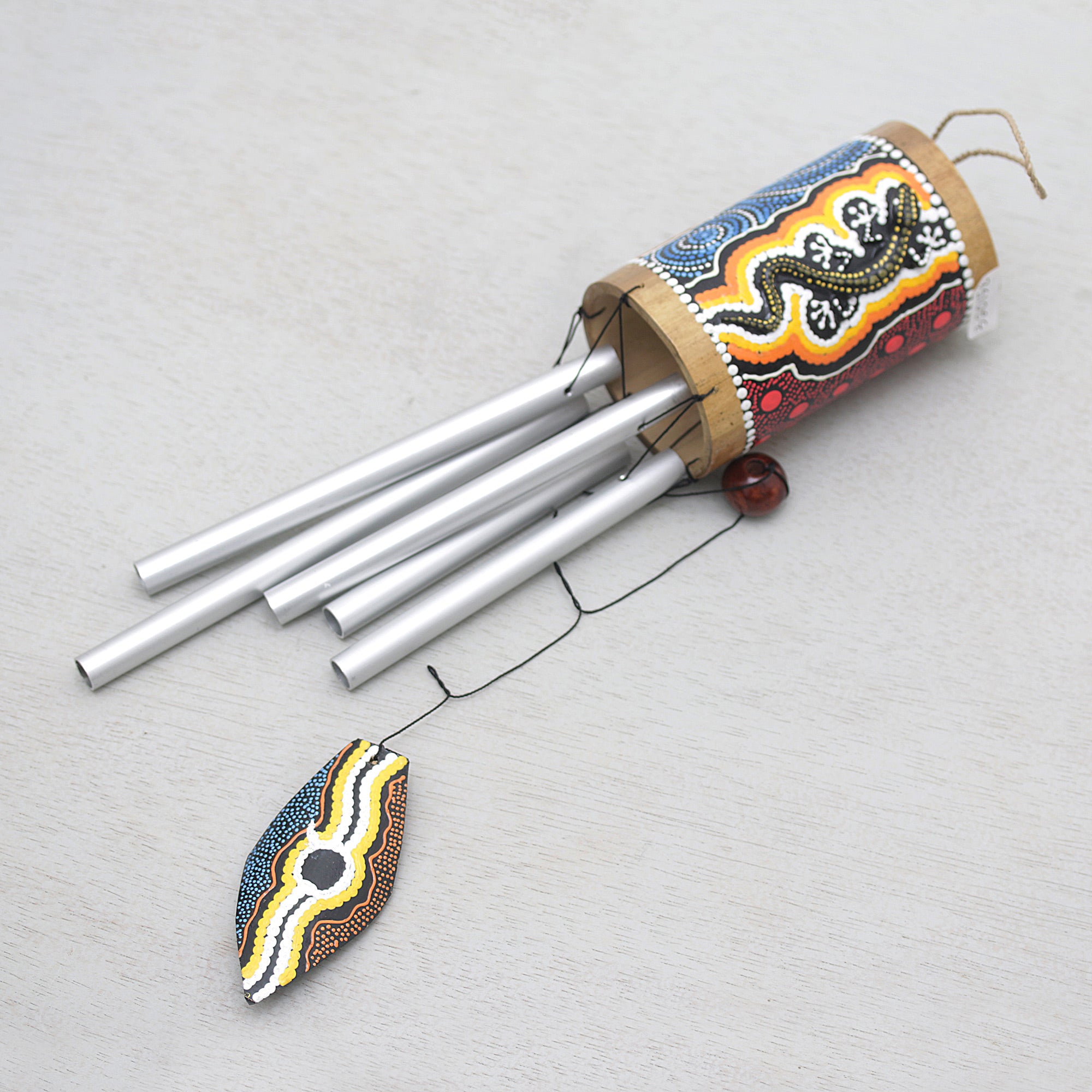 Premium Hand-Painted Gecko Bamboo Wind Chimes – Authentic Bali Artisan Craft
