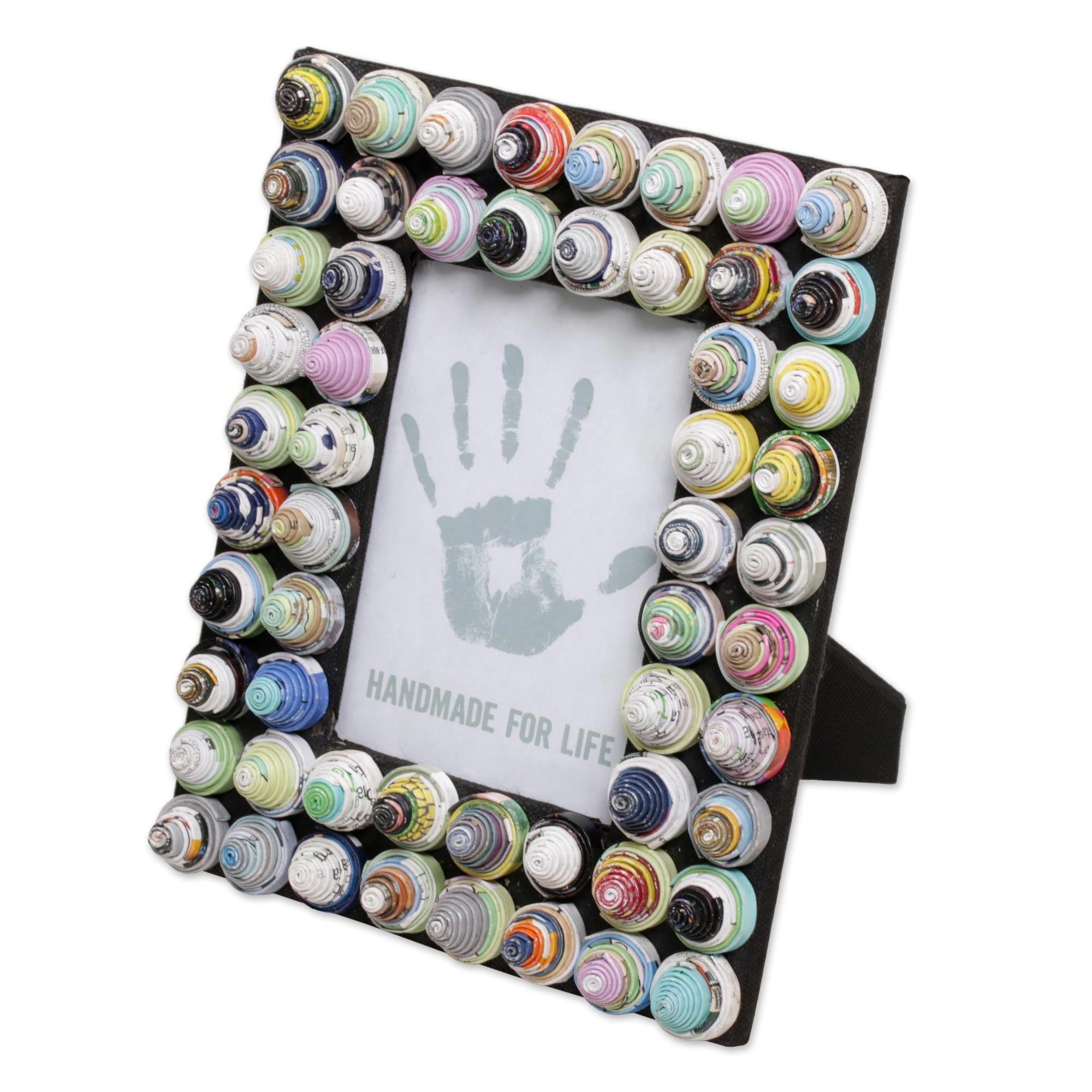 Premium Recycled Paper Photo Frame with Bali-Inspired Circle Motifs