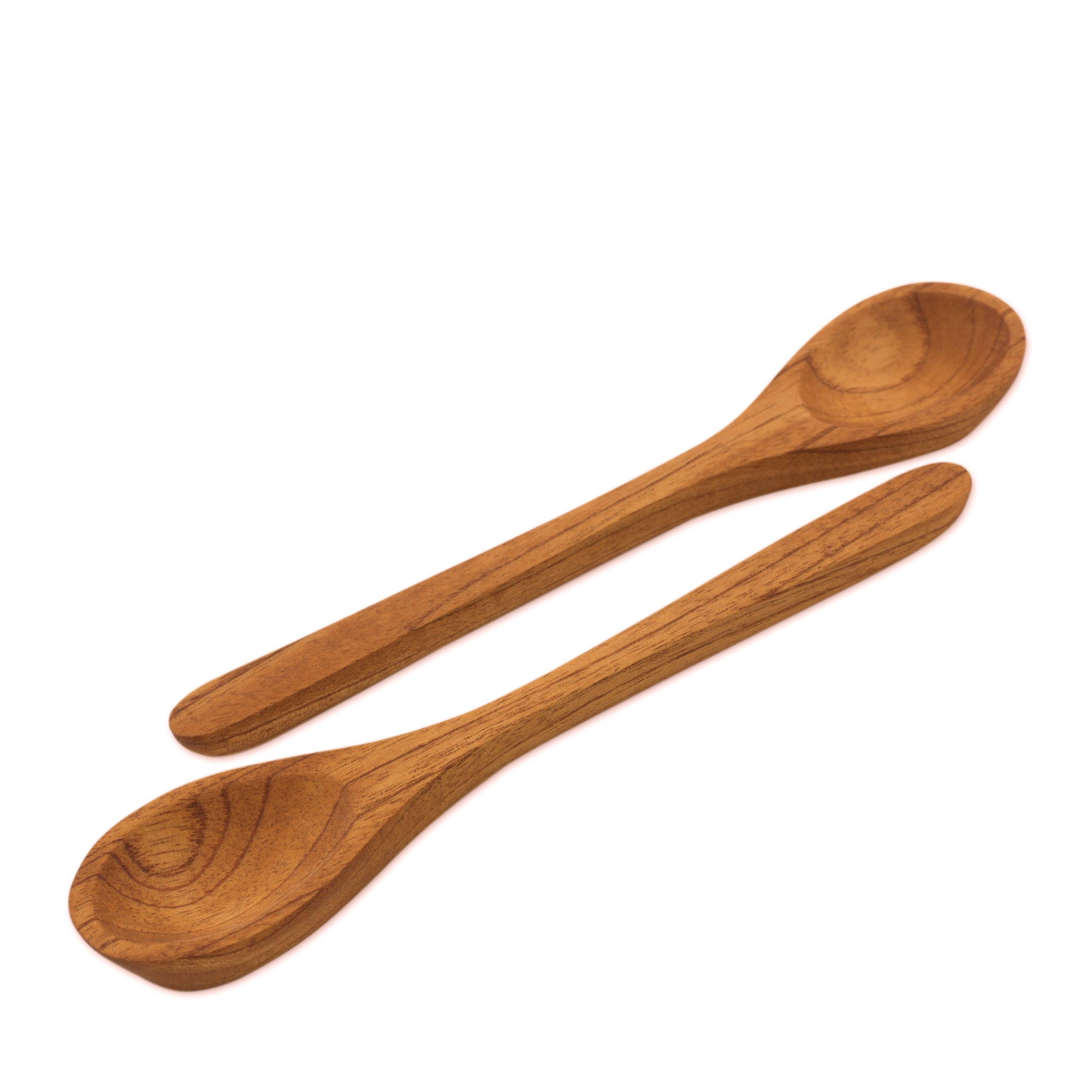 Premium Handcrafted Cedar Wood Serving Spoons - Eco-Friendly Set of 2