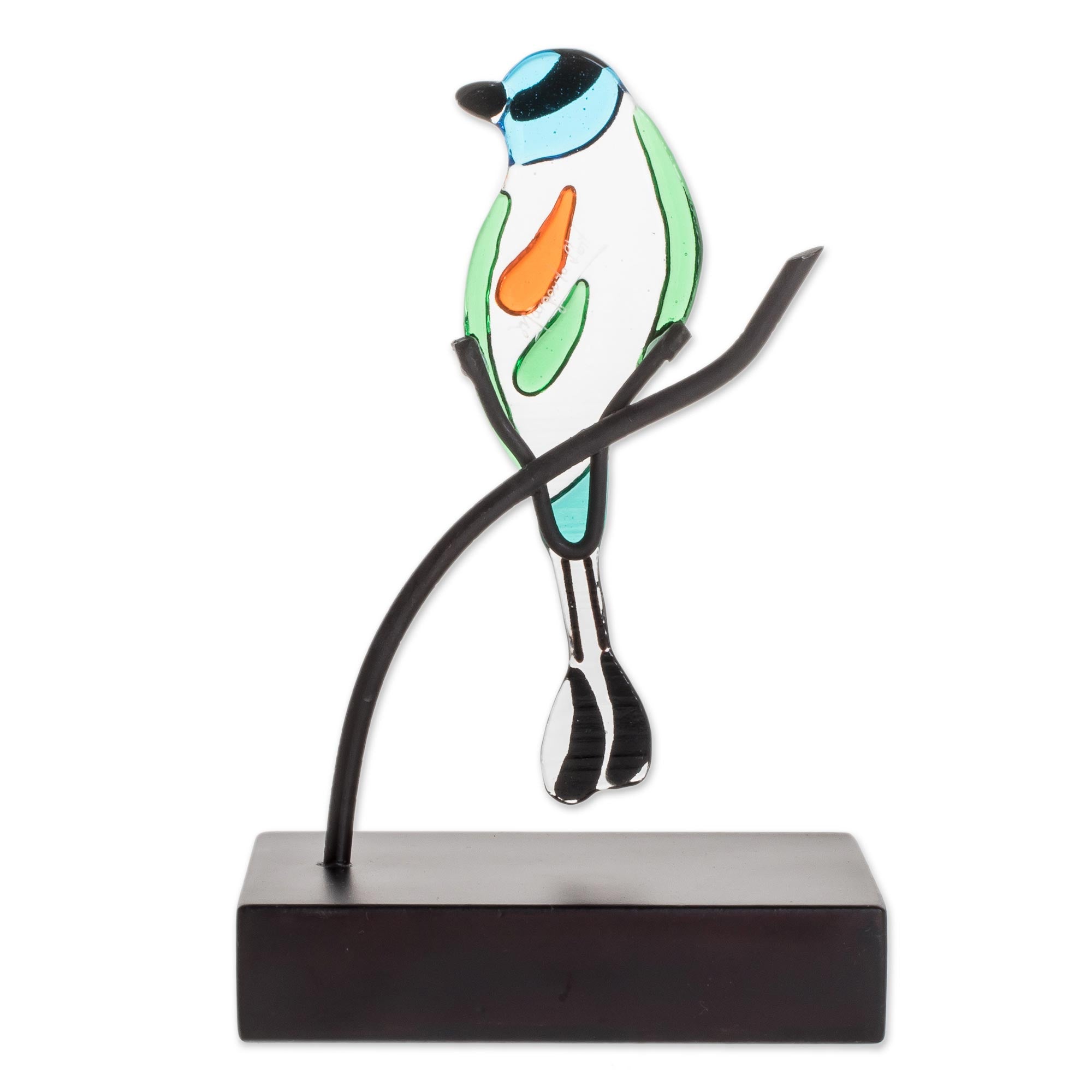 Premium Handcrafted Motmot Bird Art Glass Sculpture from El Salvador