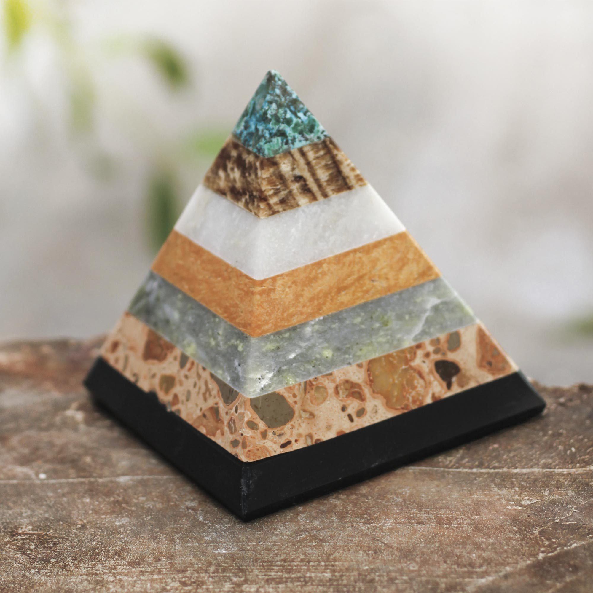 Premium Handcrafted Gemstone Pyramid Sculpture - Natural Energy Enhancer