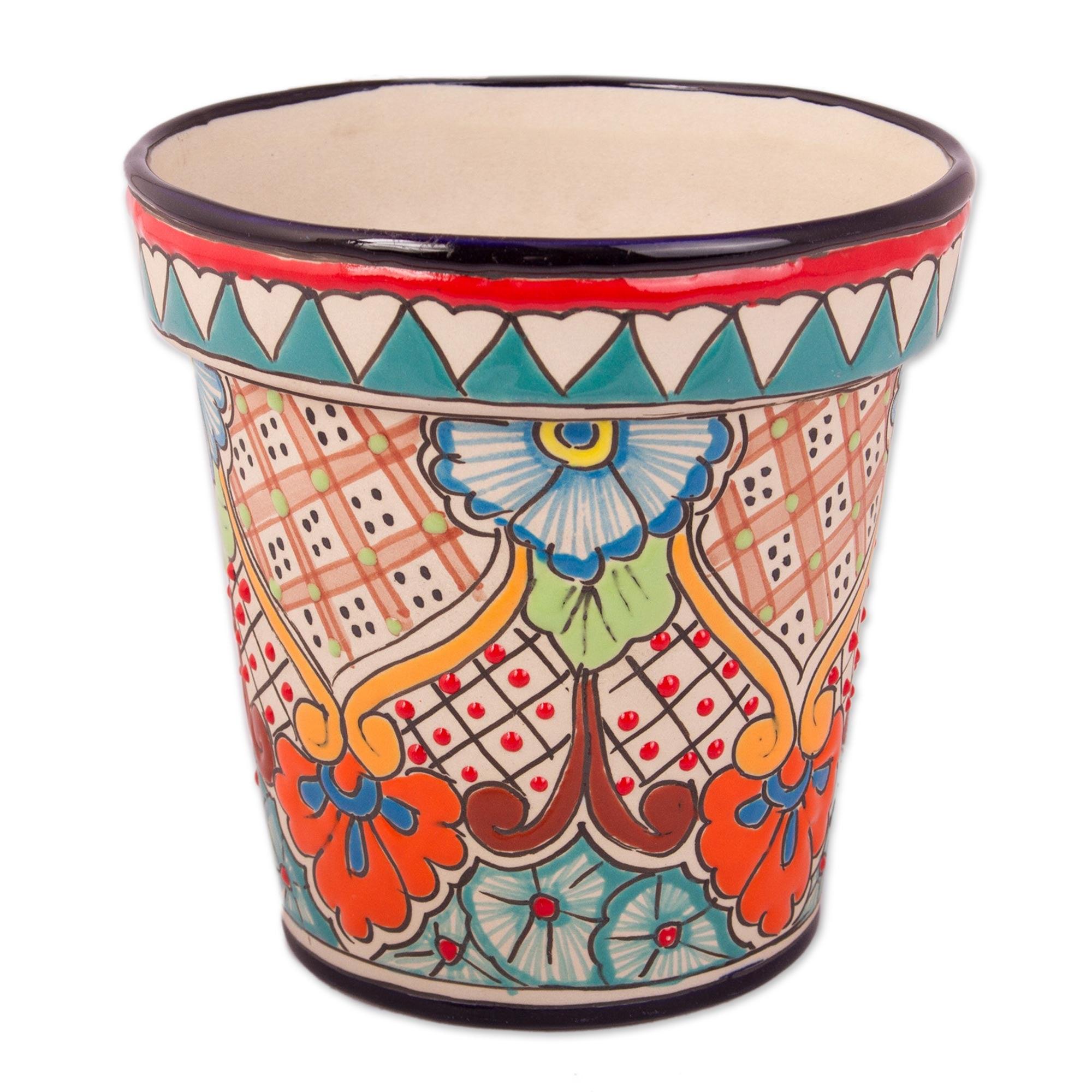 Premium Talavera Style Floral Ceramic Planter – Vibrant 6.5 Inch Garden Pot