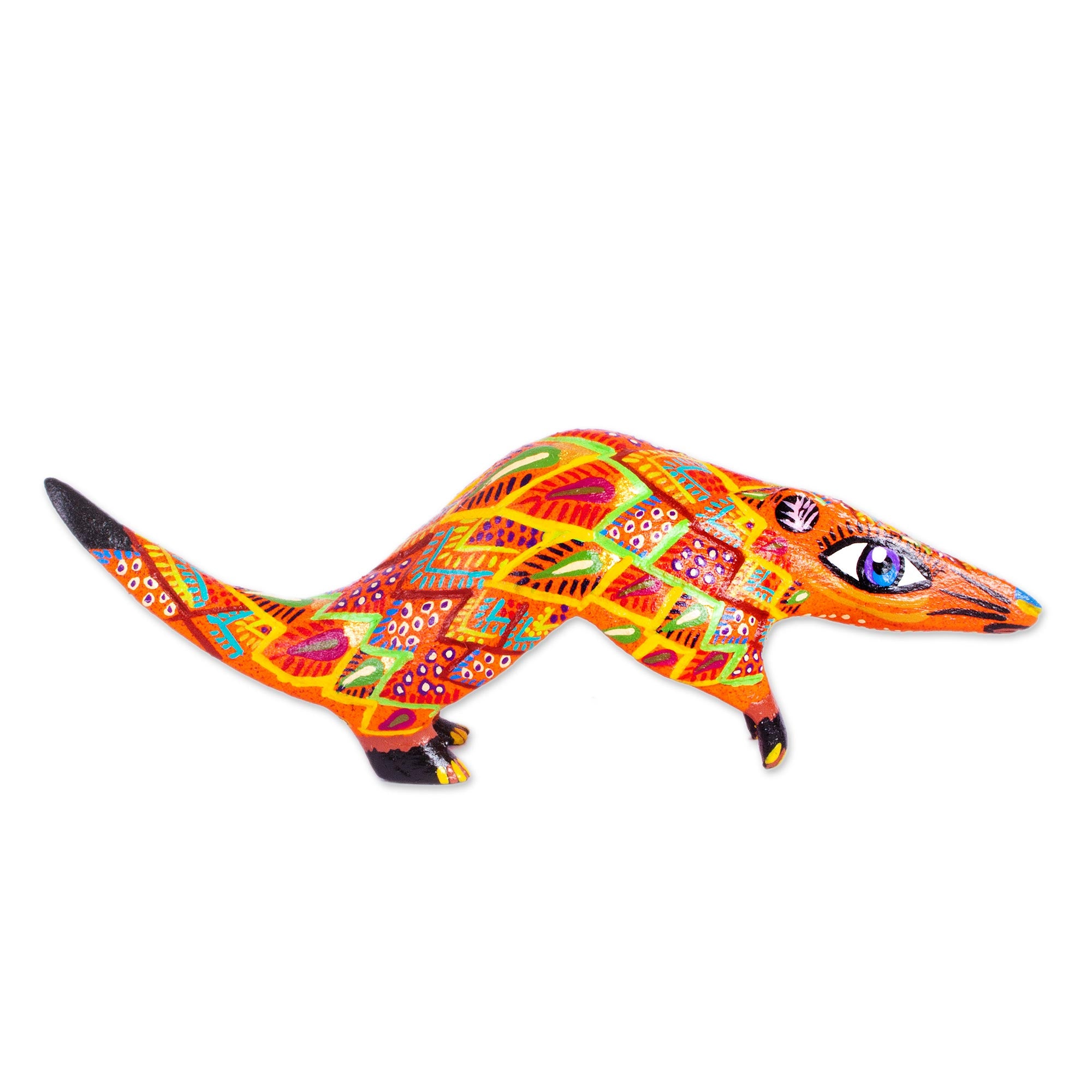 Premium Hand-Crafted Rainbow Pangolin Alebrije - Mexican Copal Wood Art