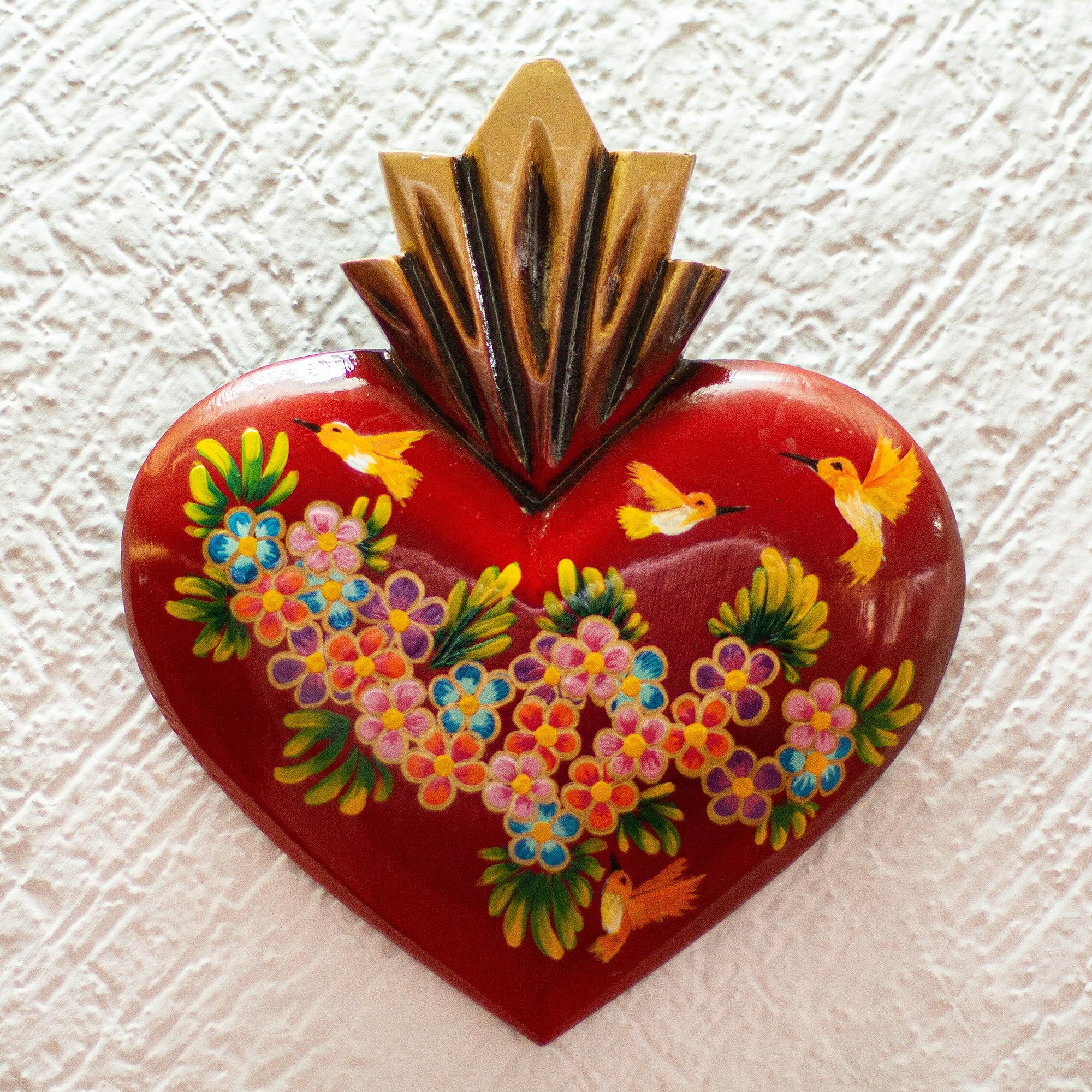 Premium Sacred Heart Wall Art - Handcrafted Red Devotional Decor