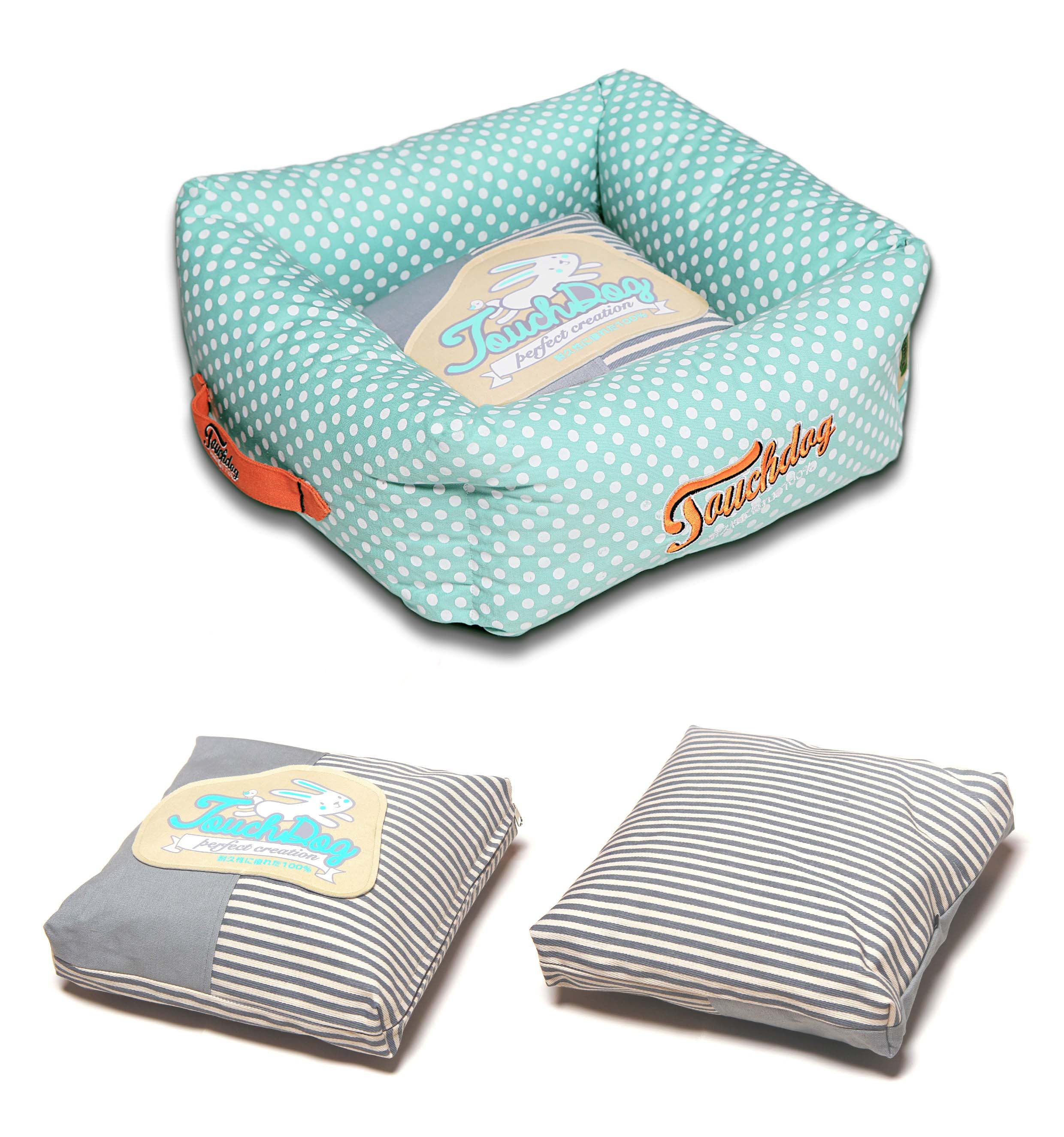Touchdog™ Polka-Striped Premium Easy-Wash Dog Bed