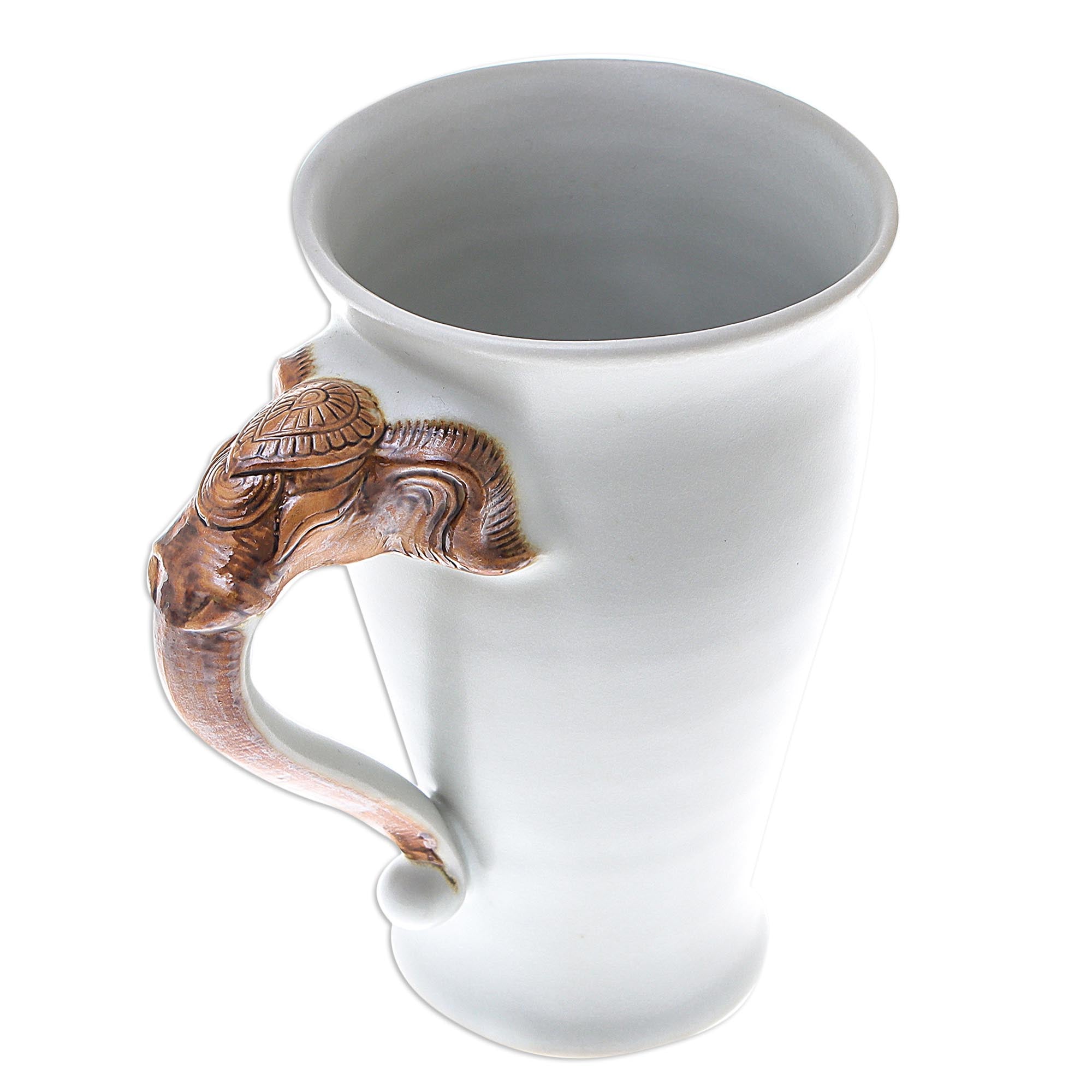Premium Elephant-Themed Ceramic Mug - Handcrafted White Ceramic with Unique Elephant Handle
