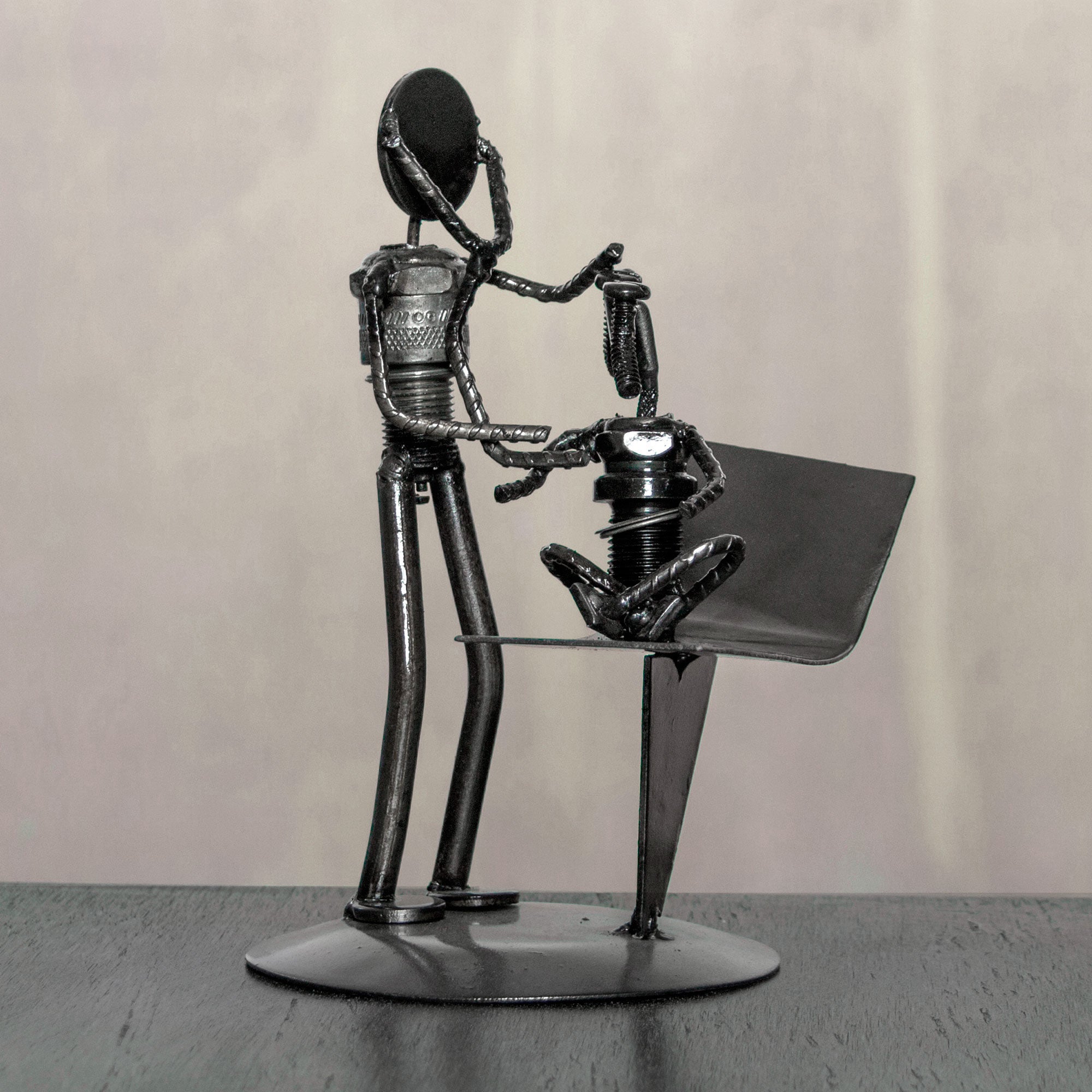 Premium Recycled Metal Pediatrician Sculpture - Handcrafted Art