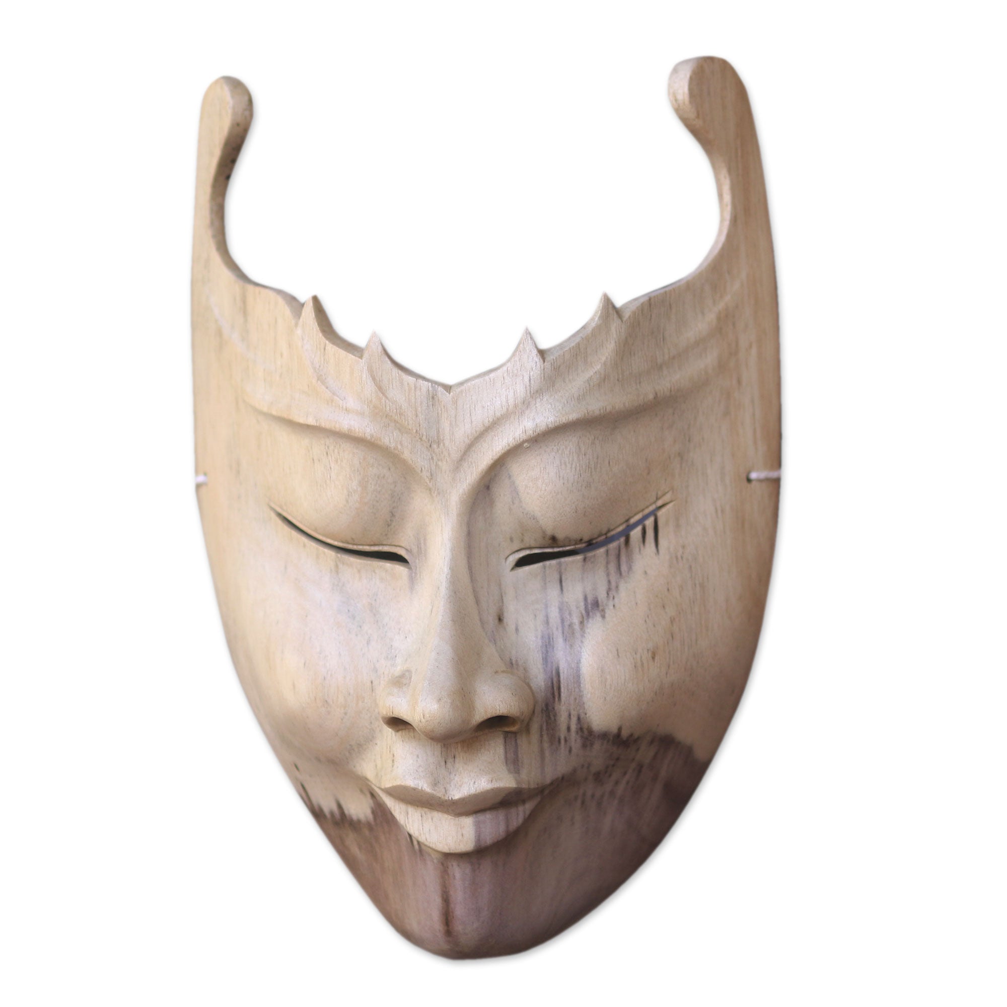Premium Hand-Carved Hibiscus Wood Mask - Modern Cutout Design
