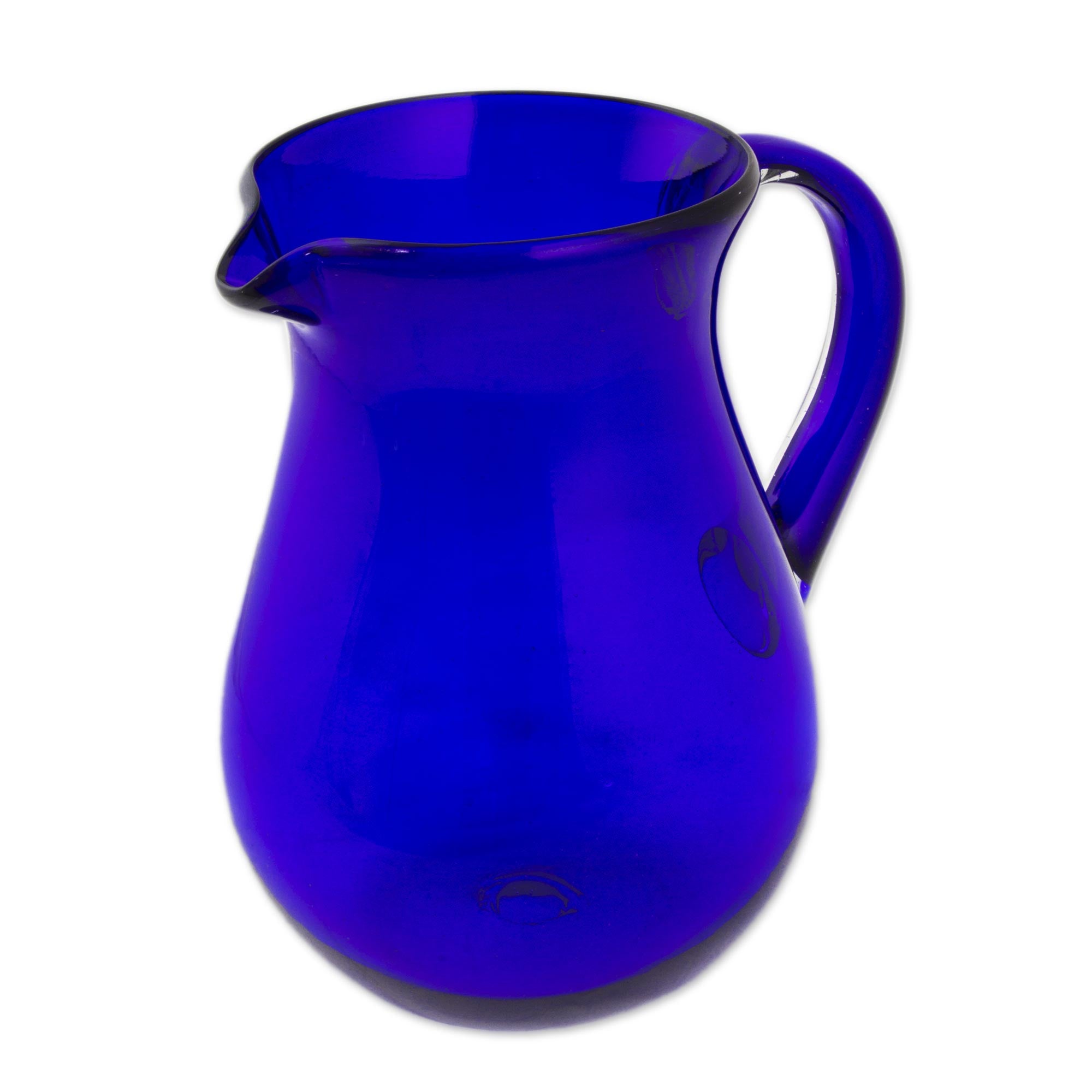 Premium Handcrafted Cobalt Blue Recycled Glass Pitcher - Ultimate Elegance for Your Table