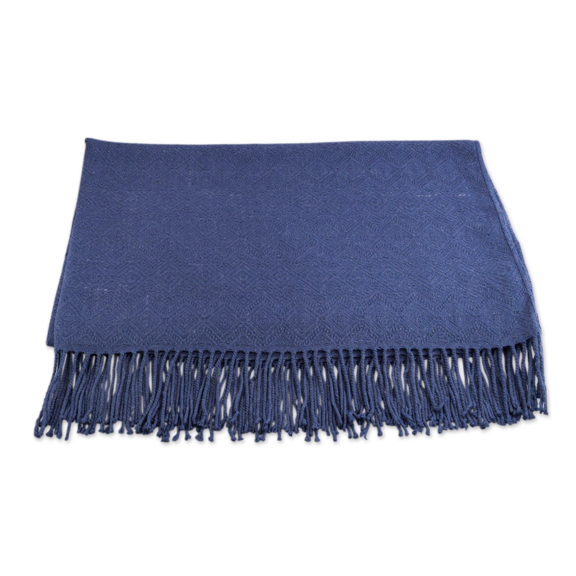 Premium Puno Traditions Alpaca Blend Throw Blanket - Denim Blue