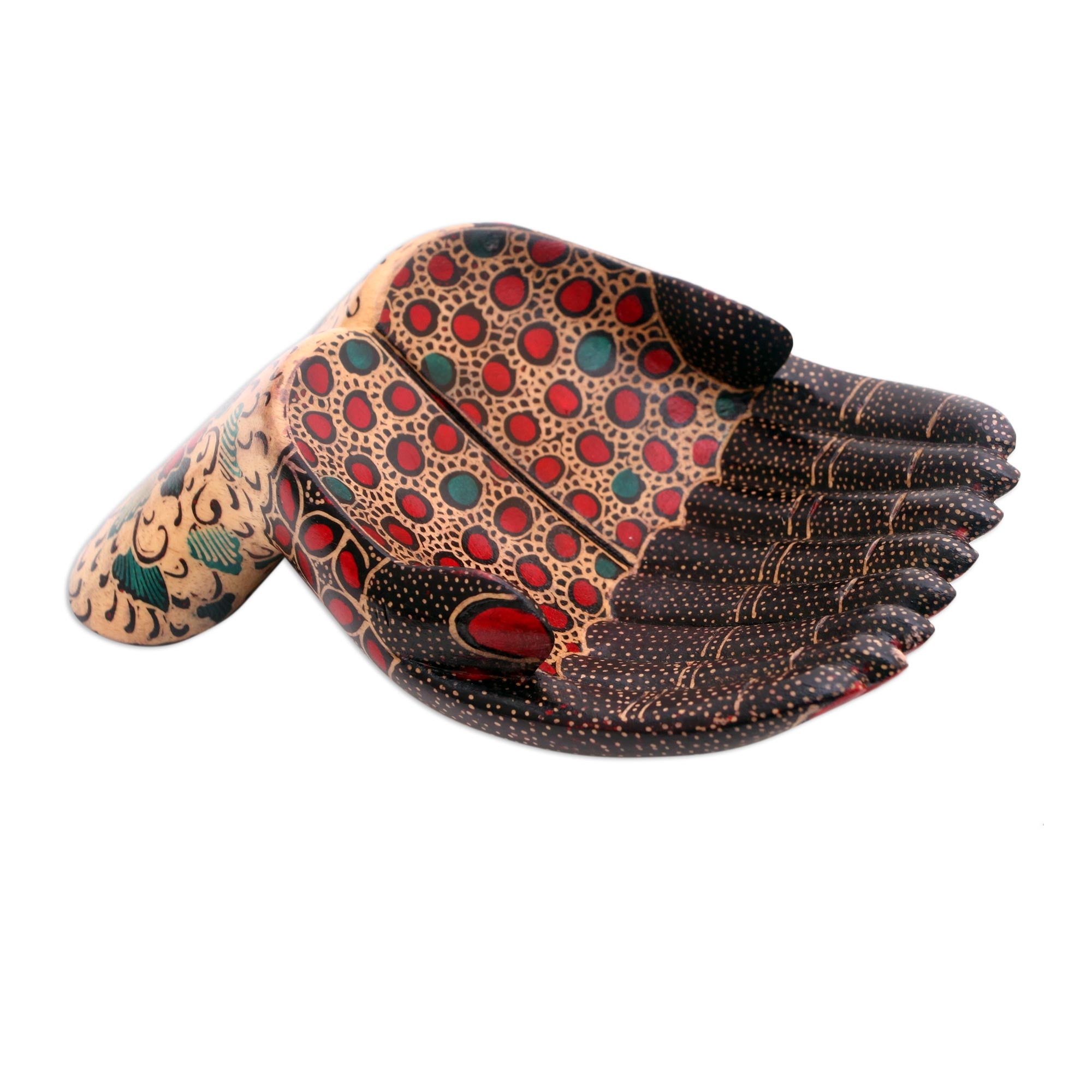 Premium Hand-Painted Batik Wood Catchall from Java - Unique Home Decor