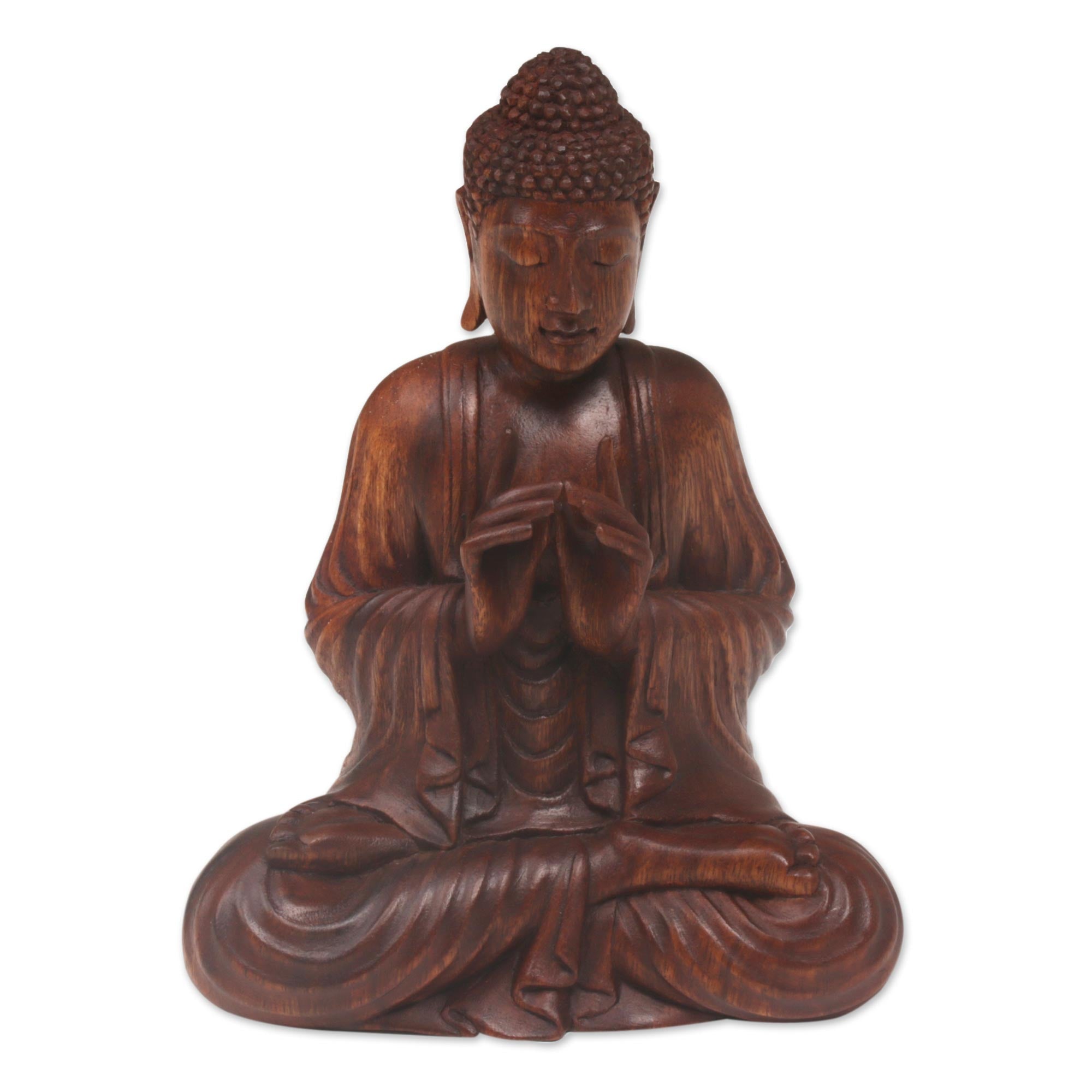 Premium Handcrafted Suar Wood Buddha Sculpture - Vitarka Mudra, Bali