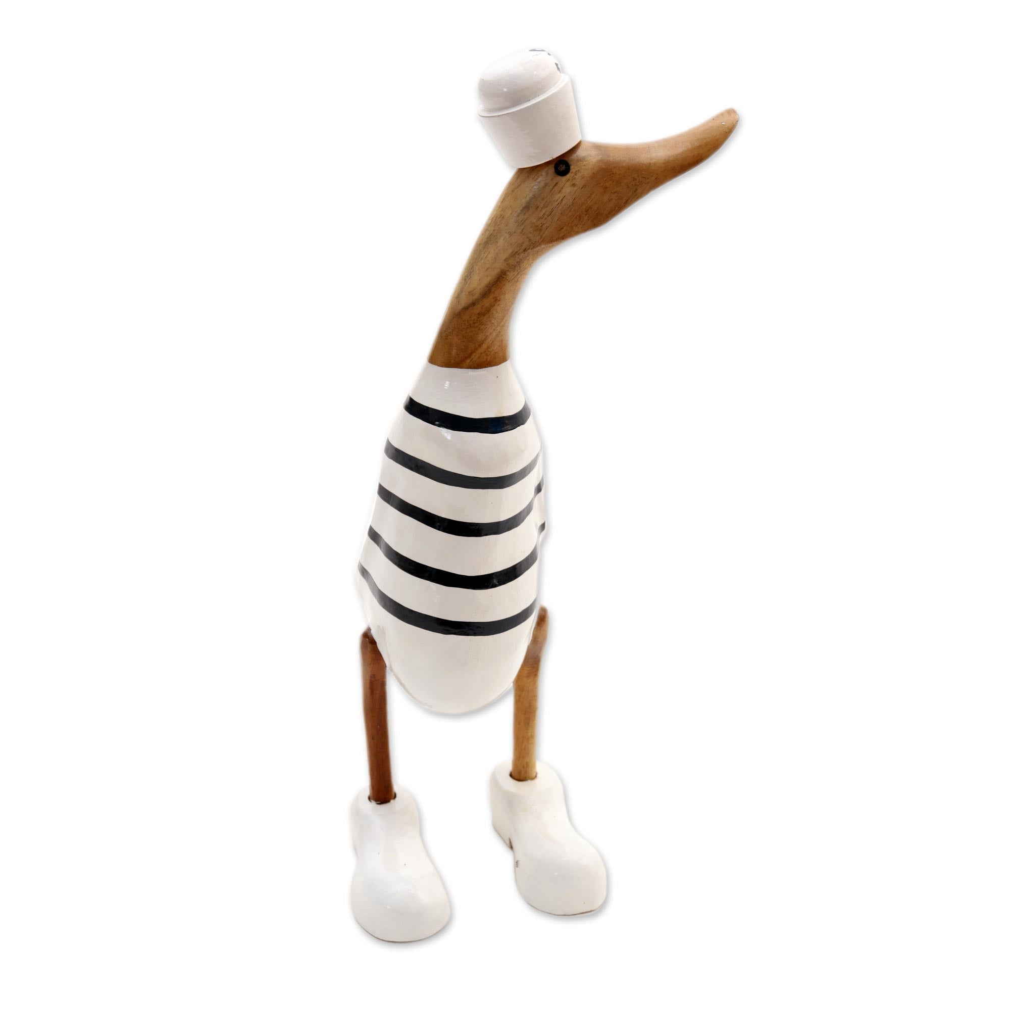 Premium Sailor Duck Sculpture - Handcrafted Acacia Wood & Bamboo Root Art from Bali