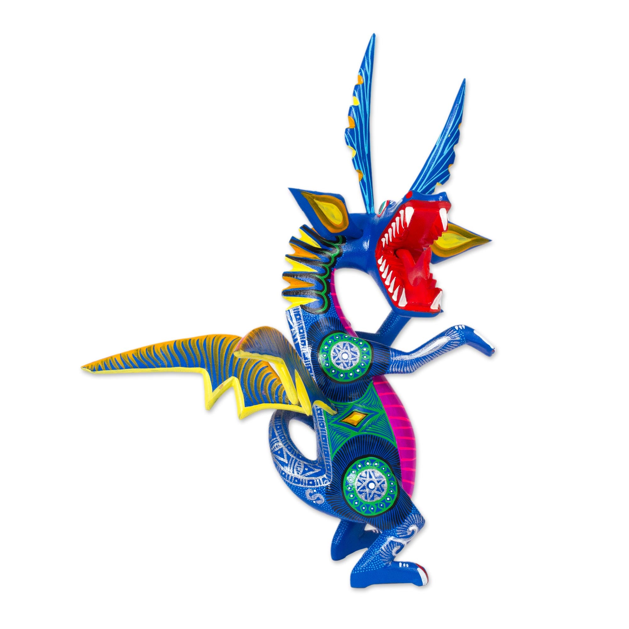 Premium Hand-Painted Wood Dragon Alebrije Art Piece - Authentic Mexican Folk Art
