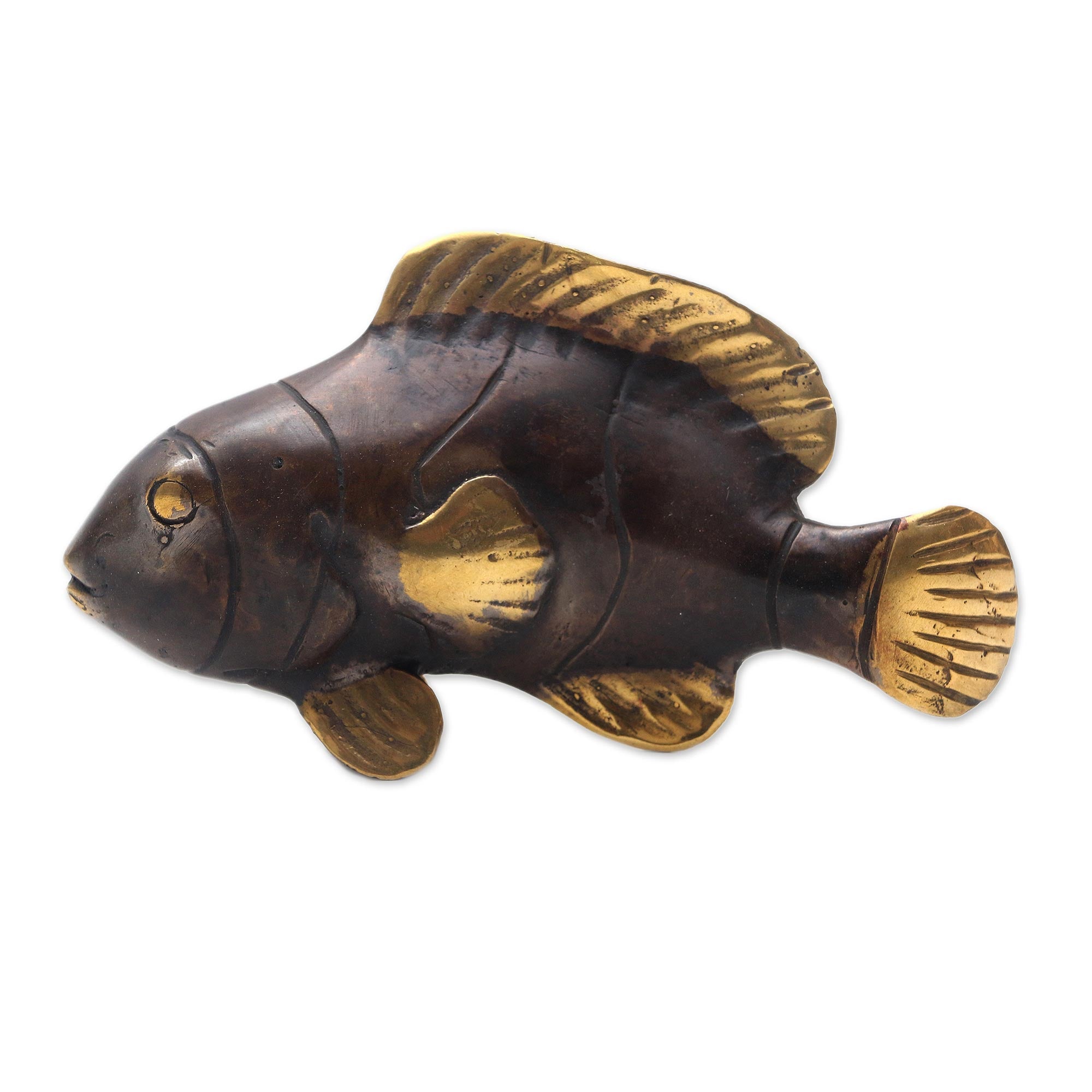 Premium Antique Clownfish Bronze Sculpture - Handcrafted Balinese Art