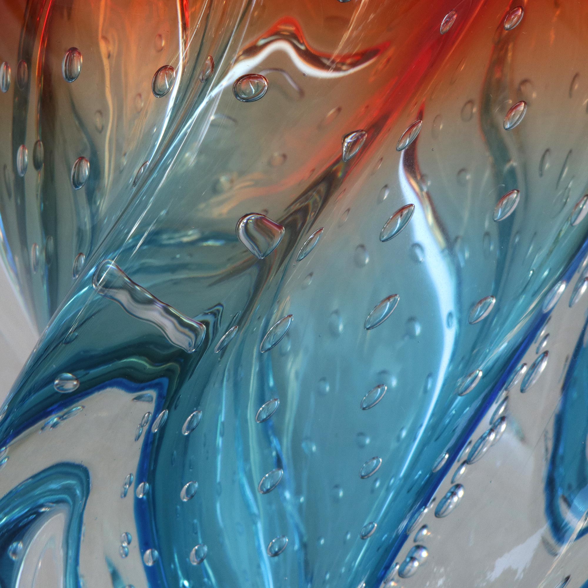 Premium Handblown Art Glass Vase - Blue and Red Twist from Brazil