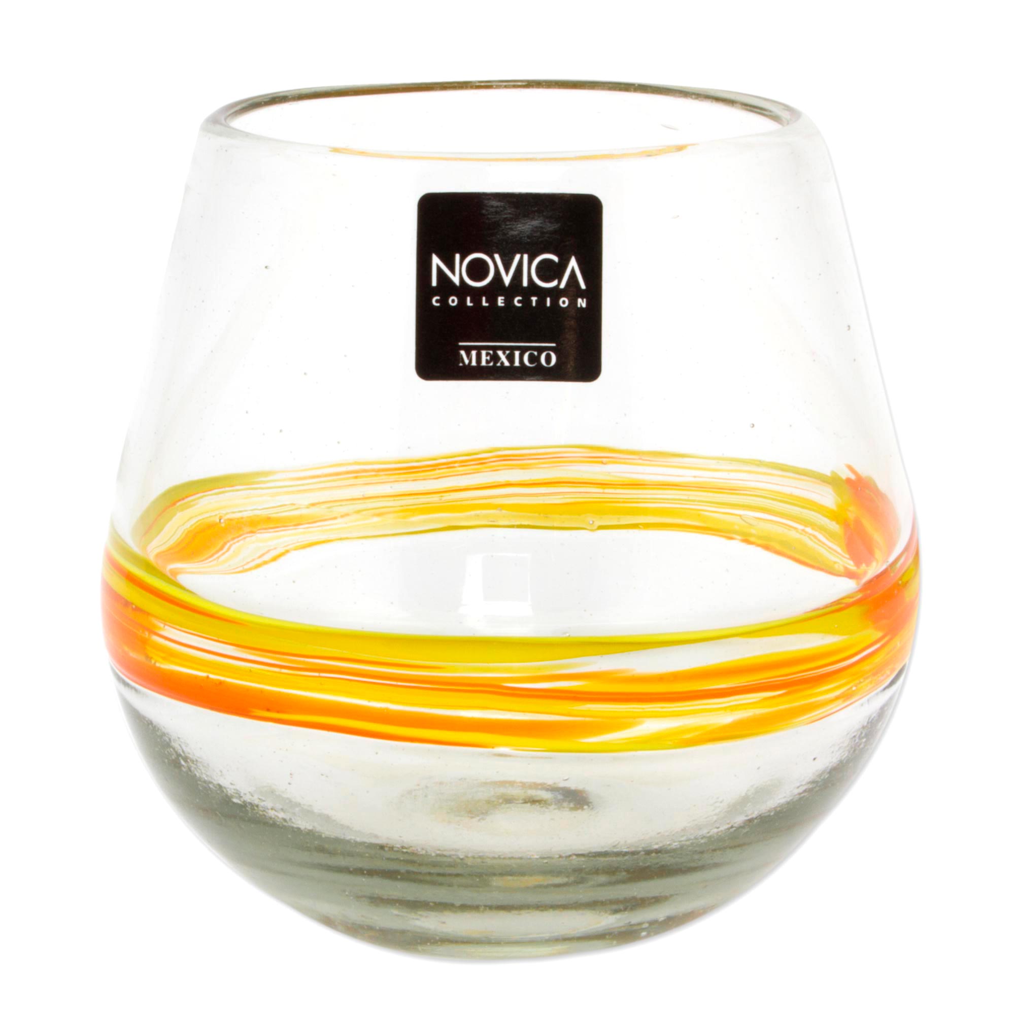 Premium Handblown Recycled Glasses - Round Ribbon of Sunshine Collection