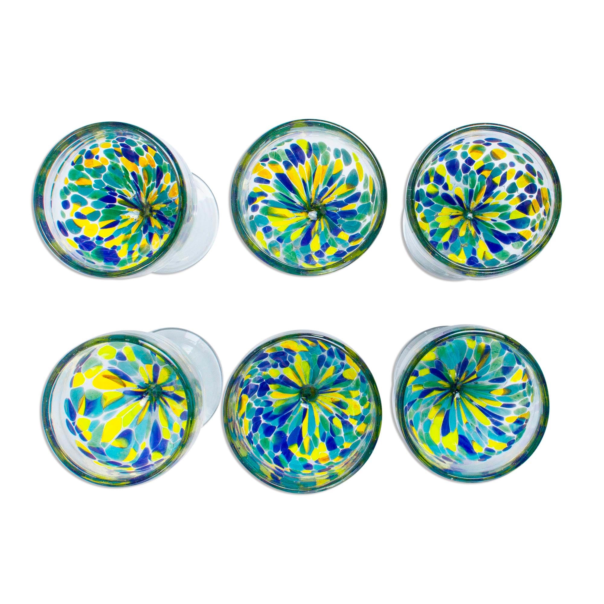 Premium Tropical Confetti Recycled Wine Glasses - Handcrafted in Mexico (Set of 6)