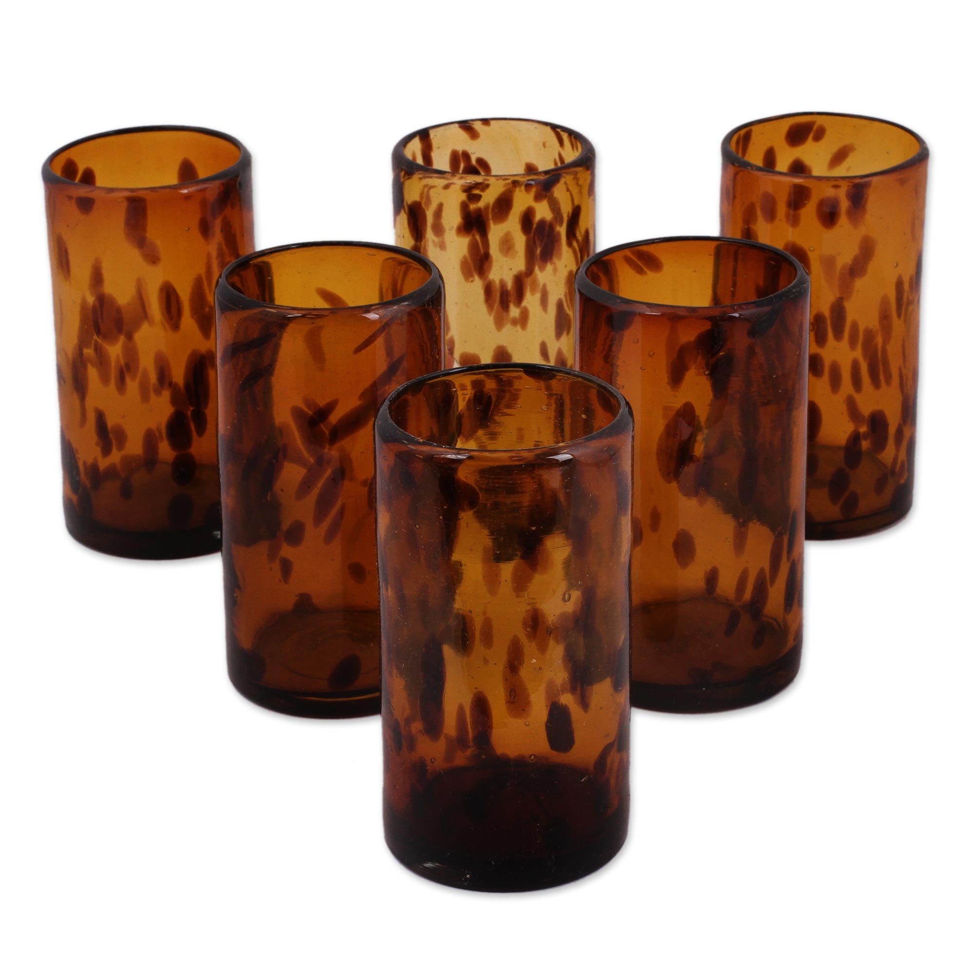 Premium Handblown Tortoise Shell Glasses - Set of 6 | Eco-Friendly Recycled Glass Drinkware