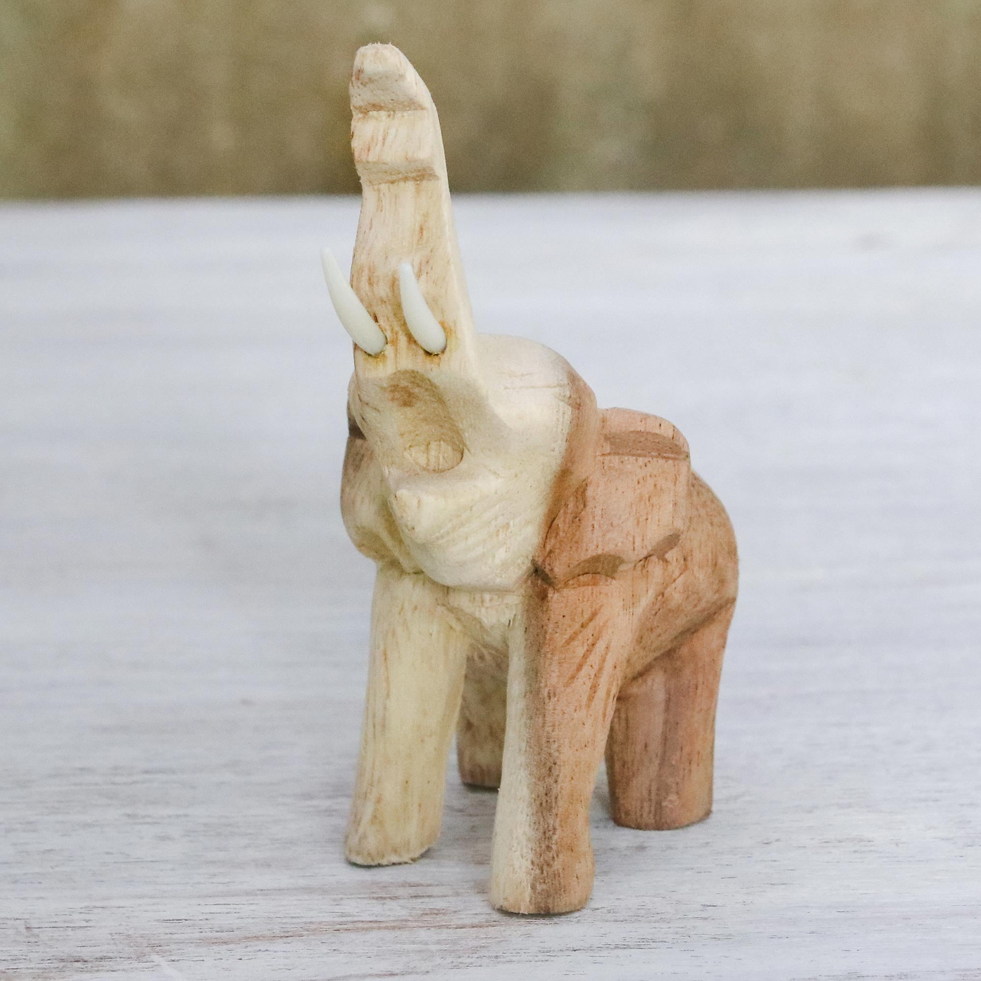Premium Handcrafted Brown Wood Elephant Sculpture - Symbol of Strength