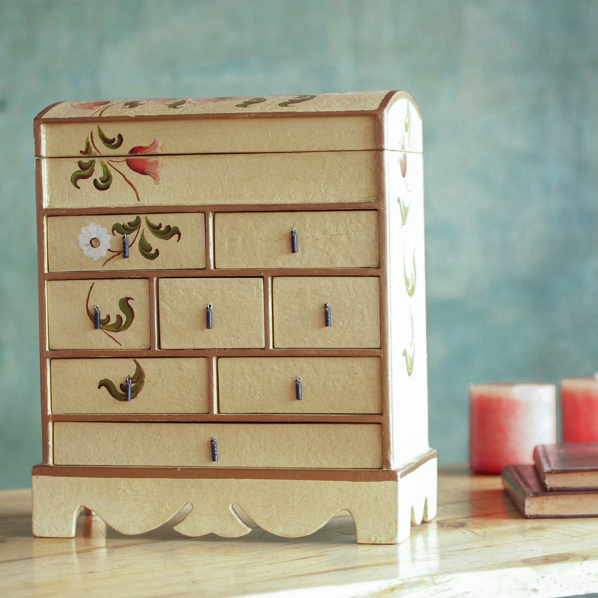 Premium Tulips Floral Wood Jewelry Box - Ultimate Storage Solution